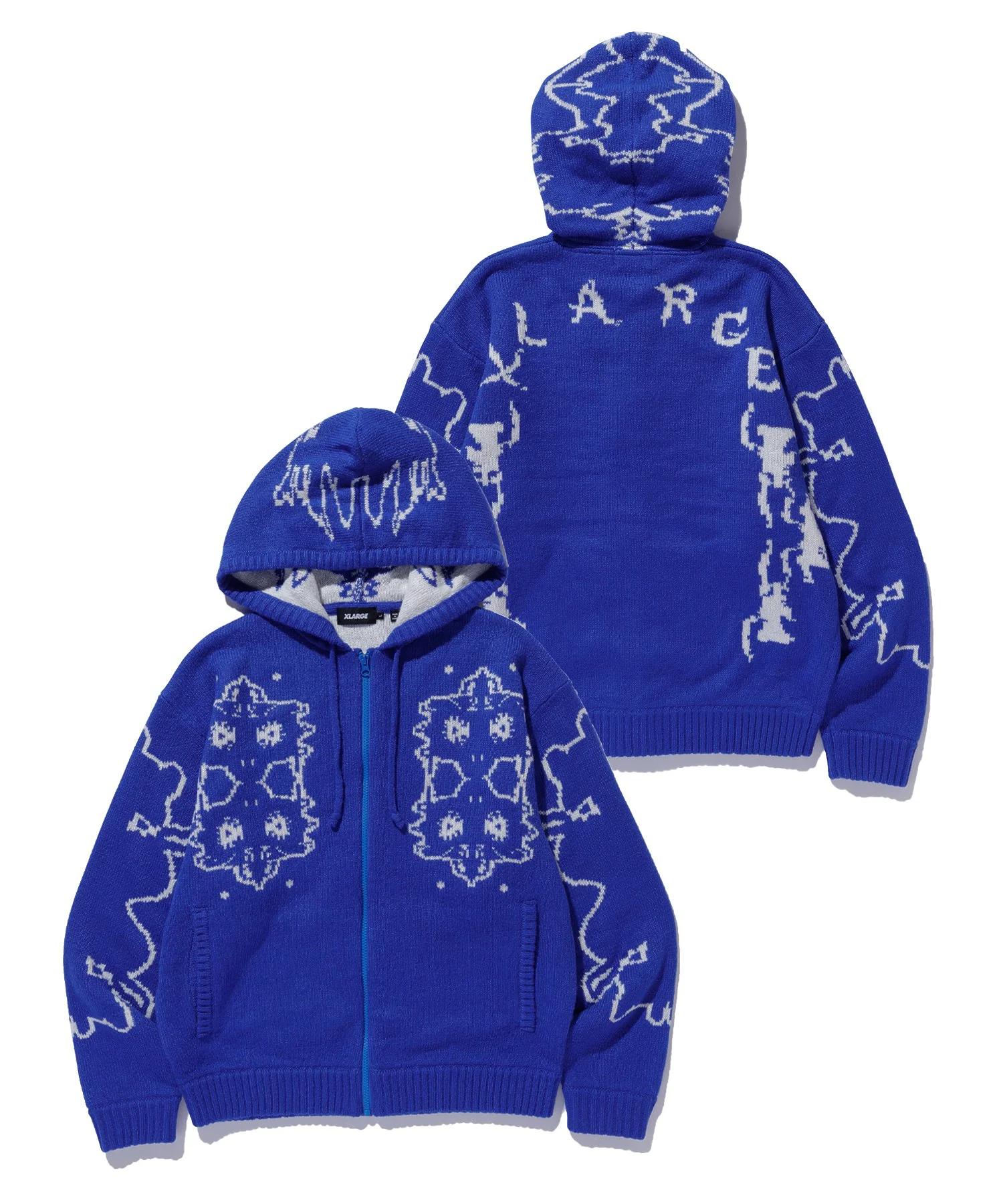 JACQUARD FUZZY ZIP UP HOODED SWEATER - Image 28