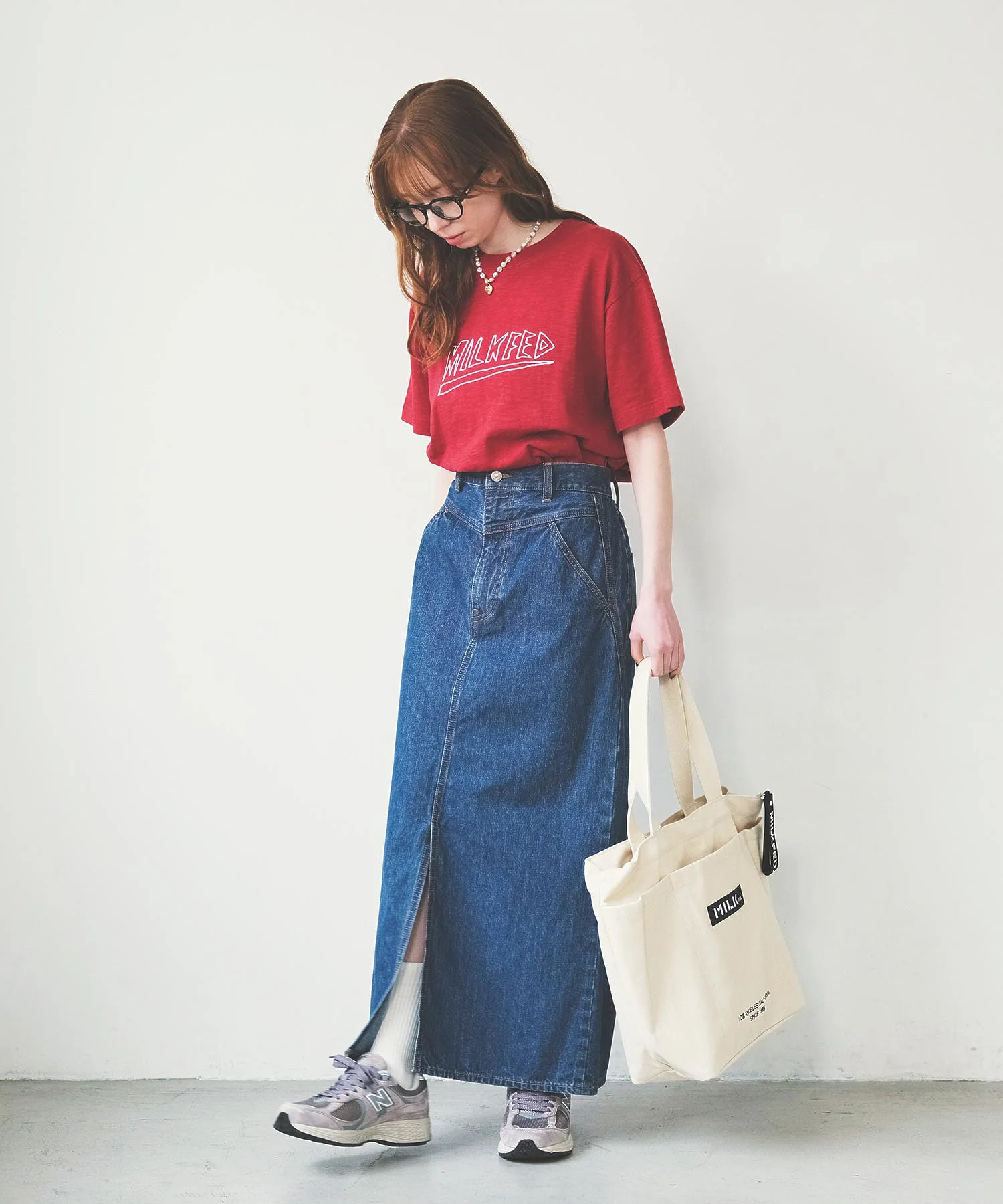 BAR AND UNDER LOGO BIG CANVAS BAG MILKFED. - Image 26