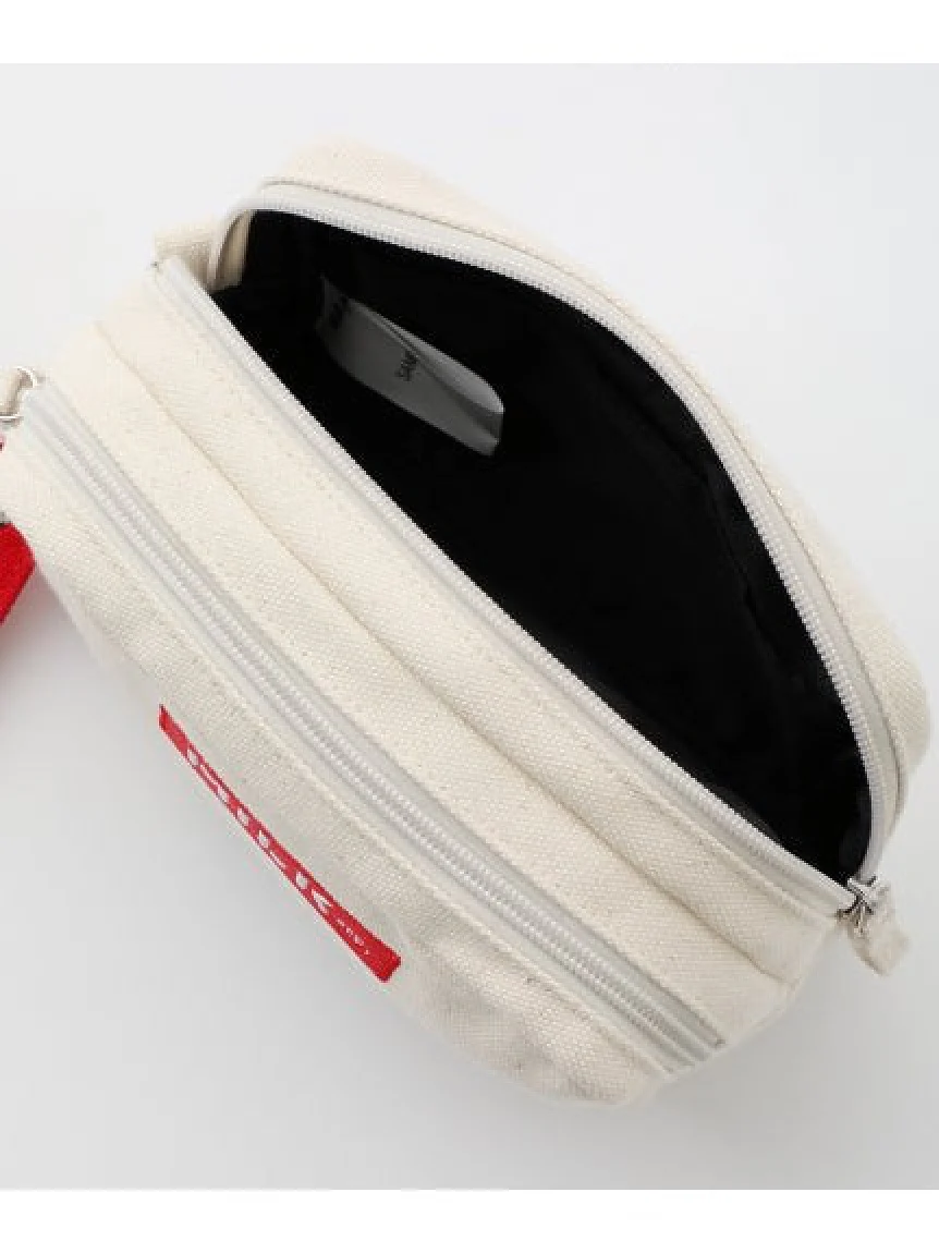 EMBROIDERED BAR DOUBLE ZIP POUCH MILKFED. - Image 15