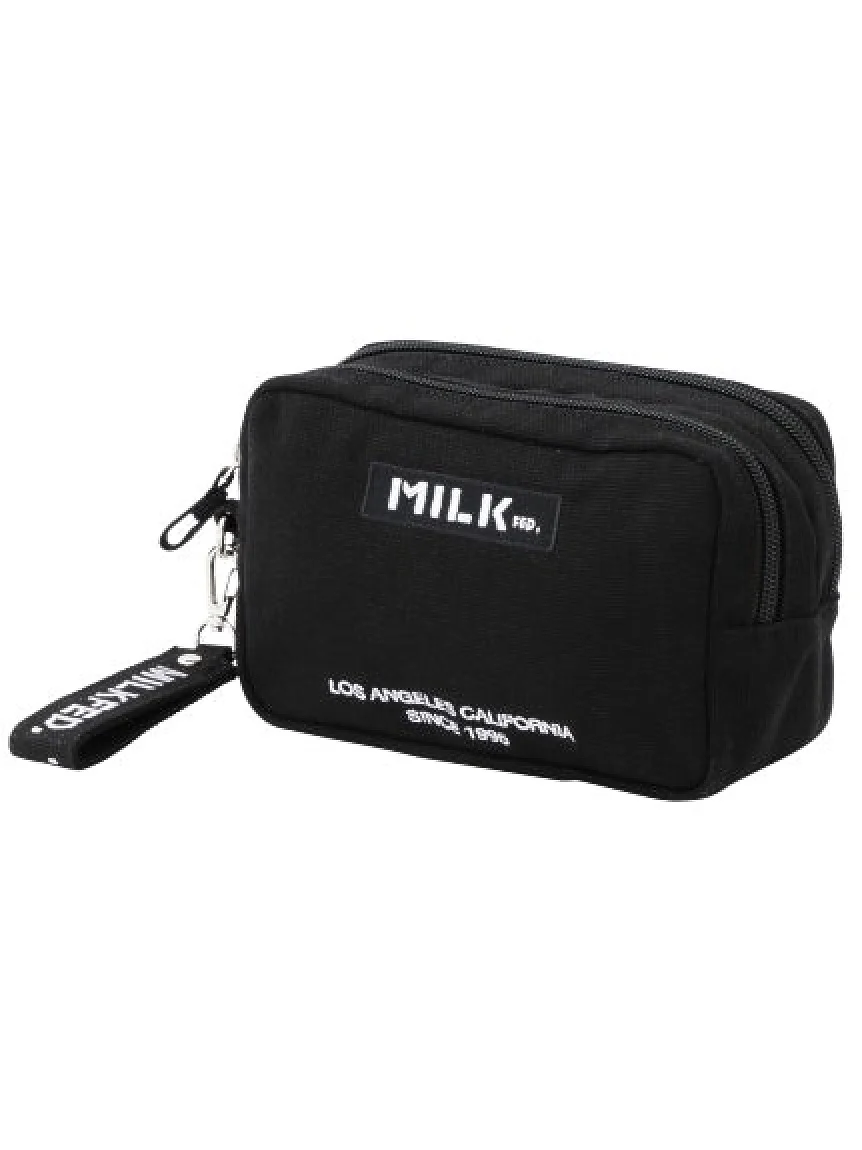EMBROIDERED BAR DOUBLE ZIP POUCH MILKFED. - Image 24