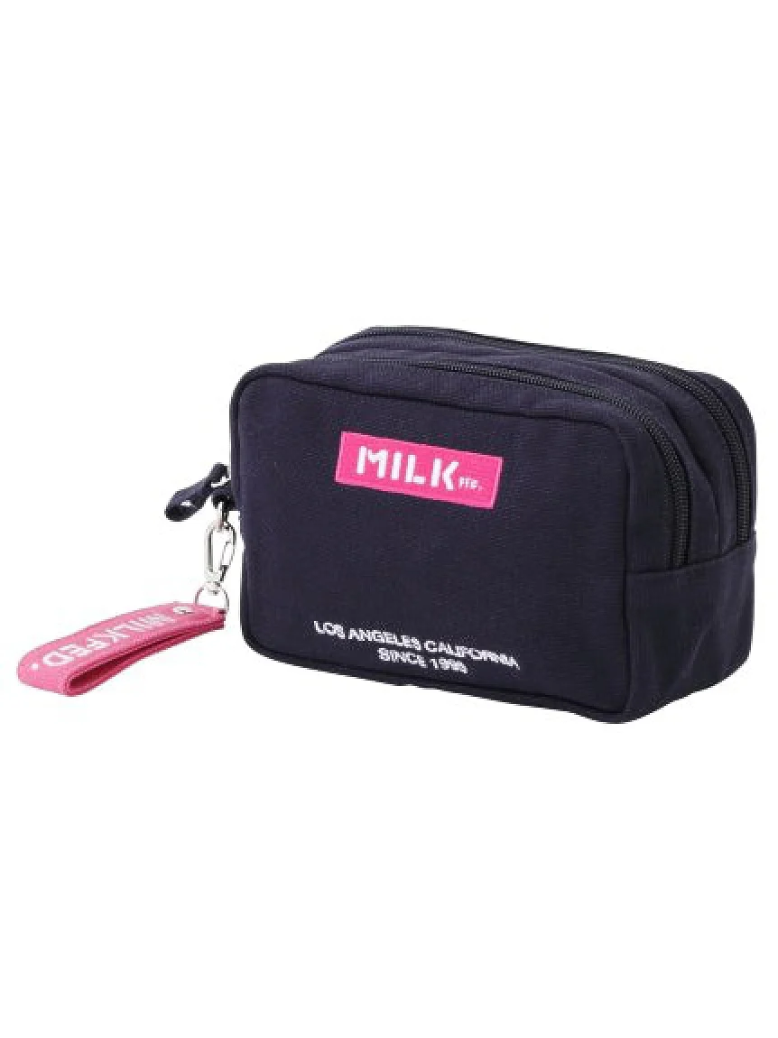 EMBROIDERED BAR DOUBLE ZIP POUCH MILKFED. - Image 34