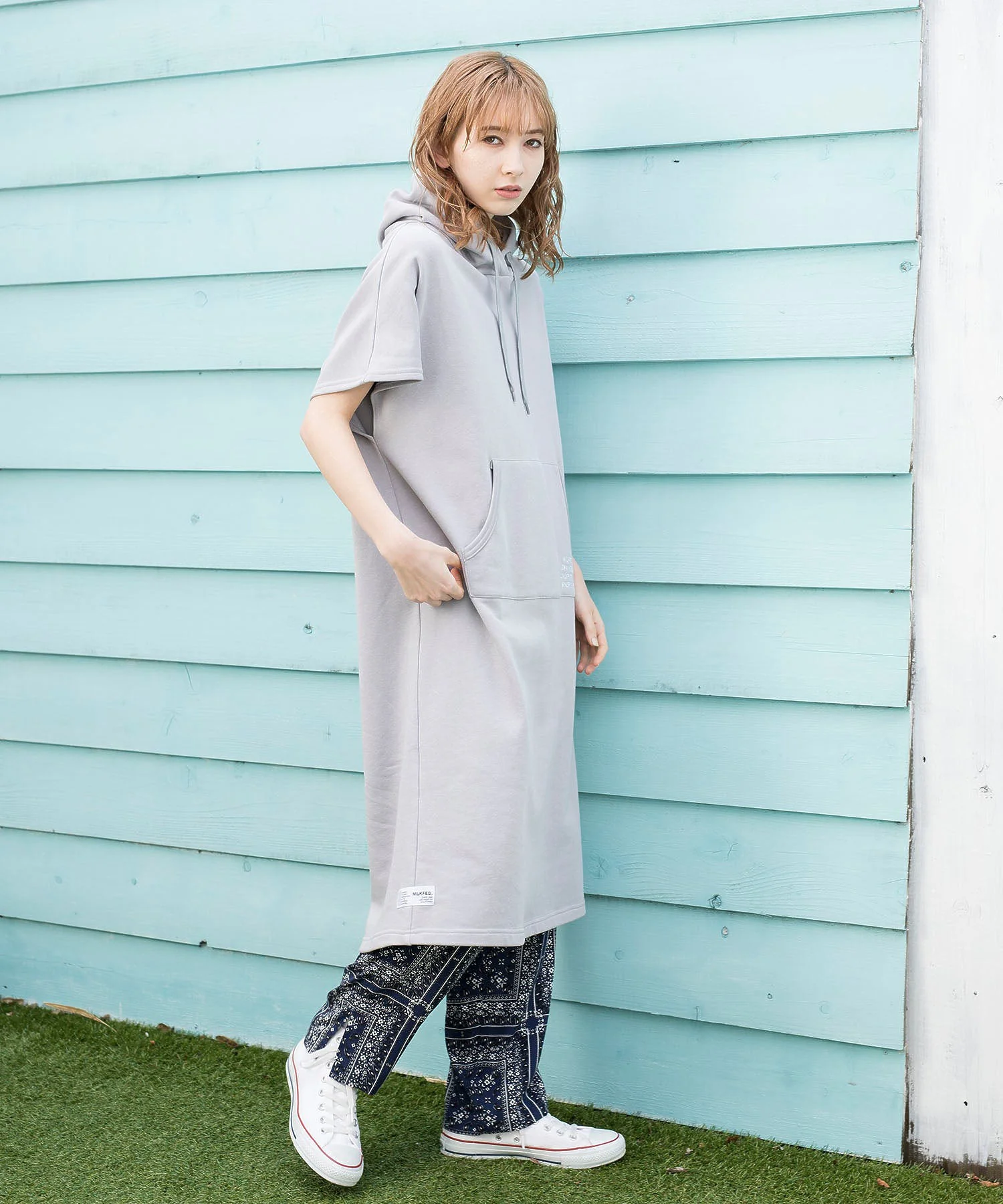 EMBROIDERED S/S HOODIE DRESS MILKFED. - Image 2