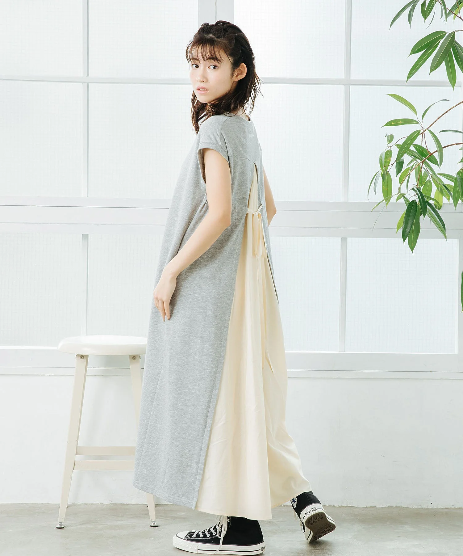JERSEY WOVEN MIX DRESS MILKFED. - Image 2