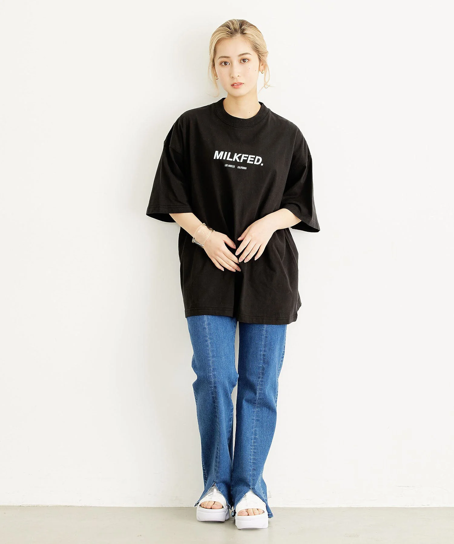 WIDE S/S TEE SLANTED STENCIL MILKFED. - Image 21