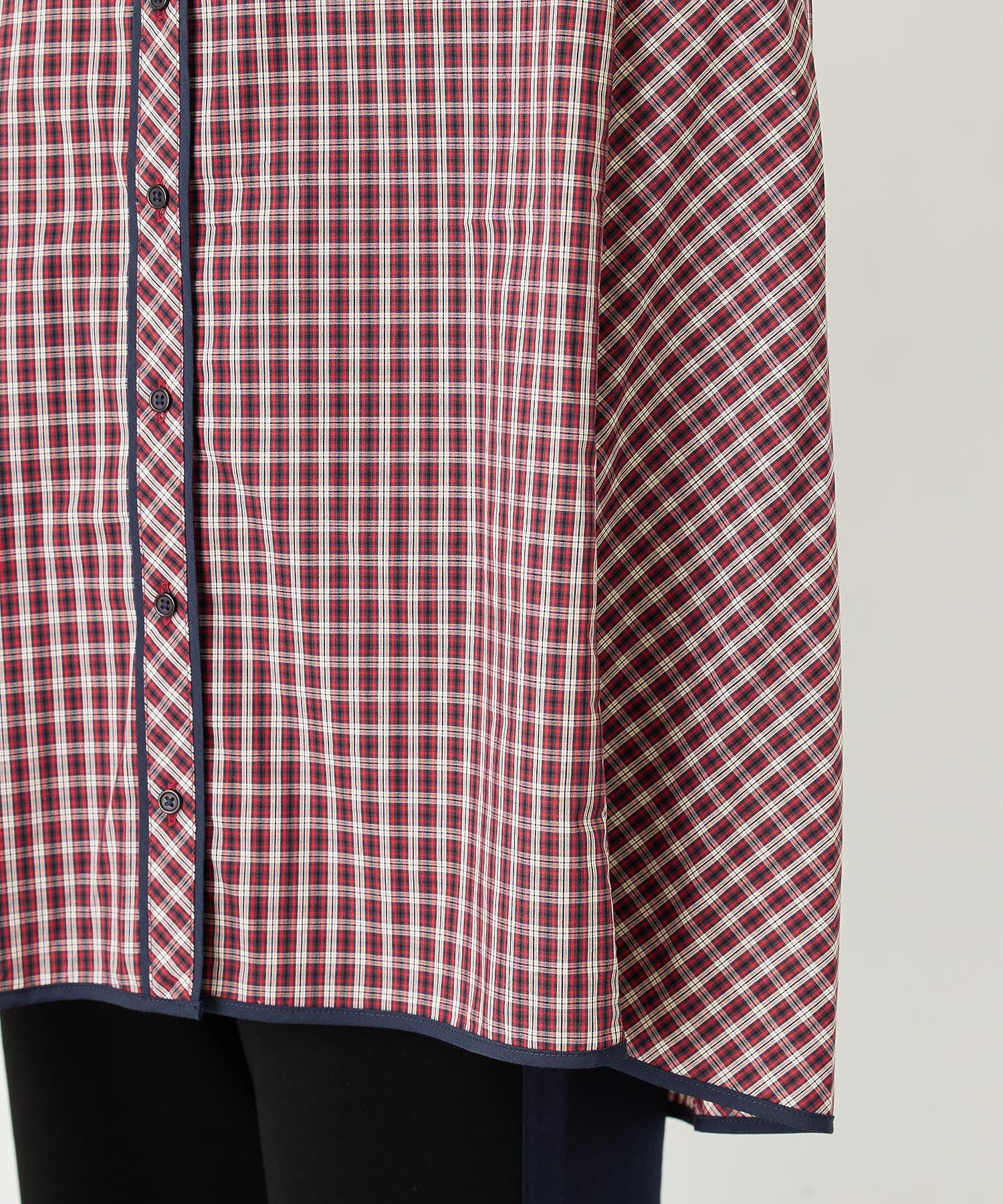 RUFFLE BIG COLLAR PLAID BLOUSE MILKFED. - Image 16