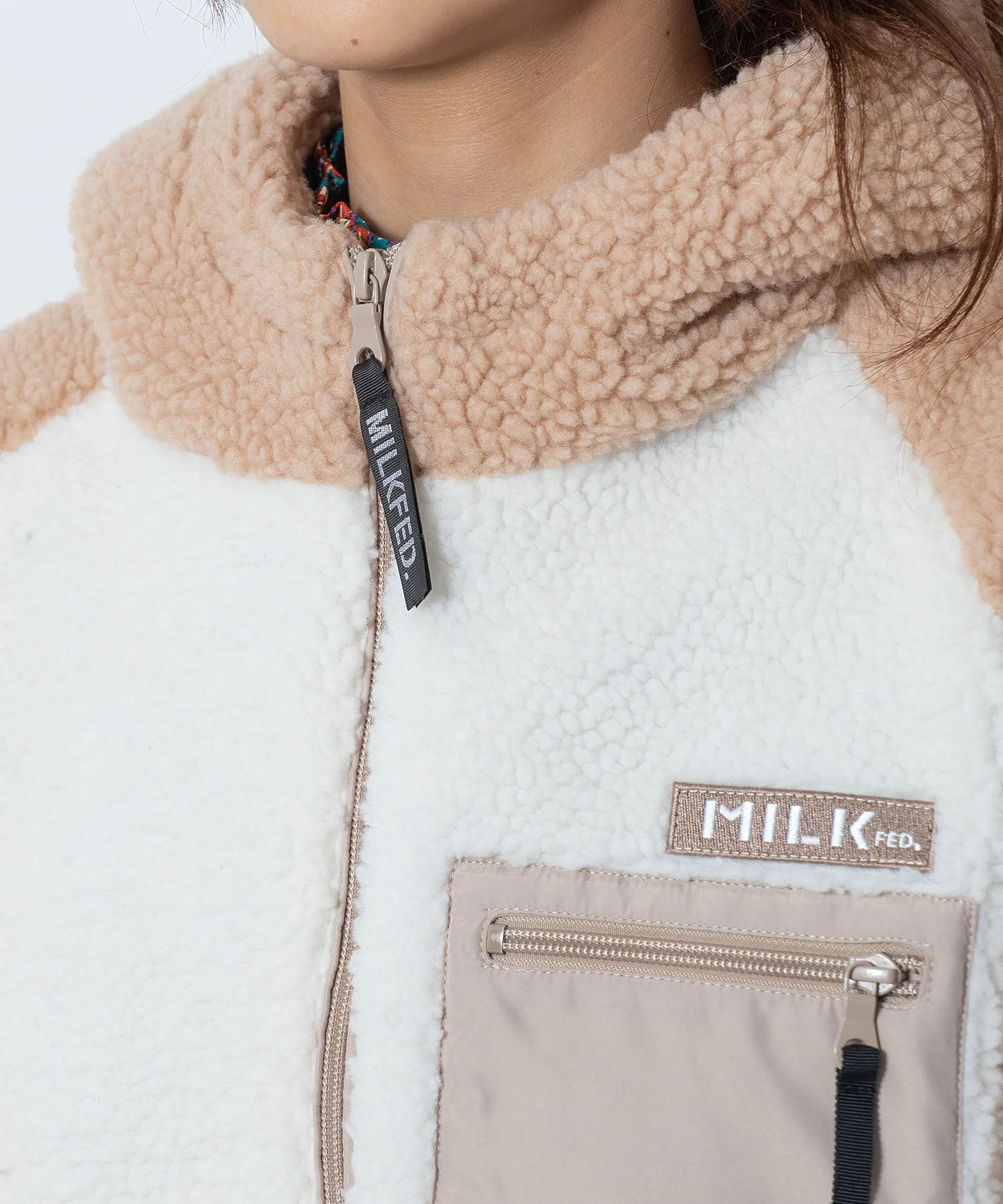 BOA ZIP UP BICOLOR HOODED JACKET MILKFED. - Image 6
