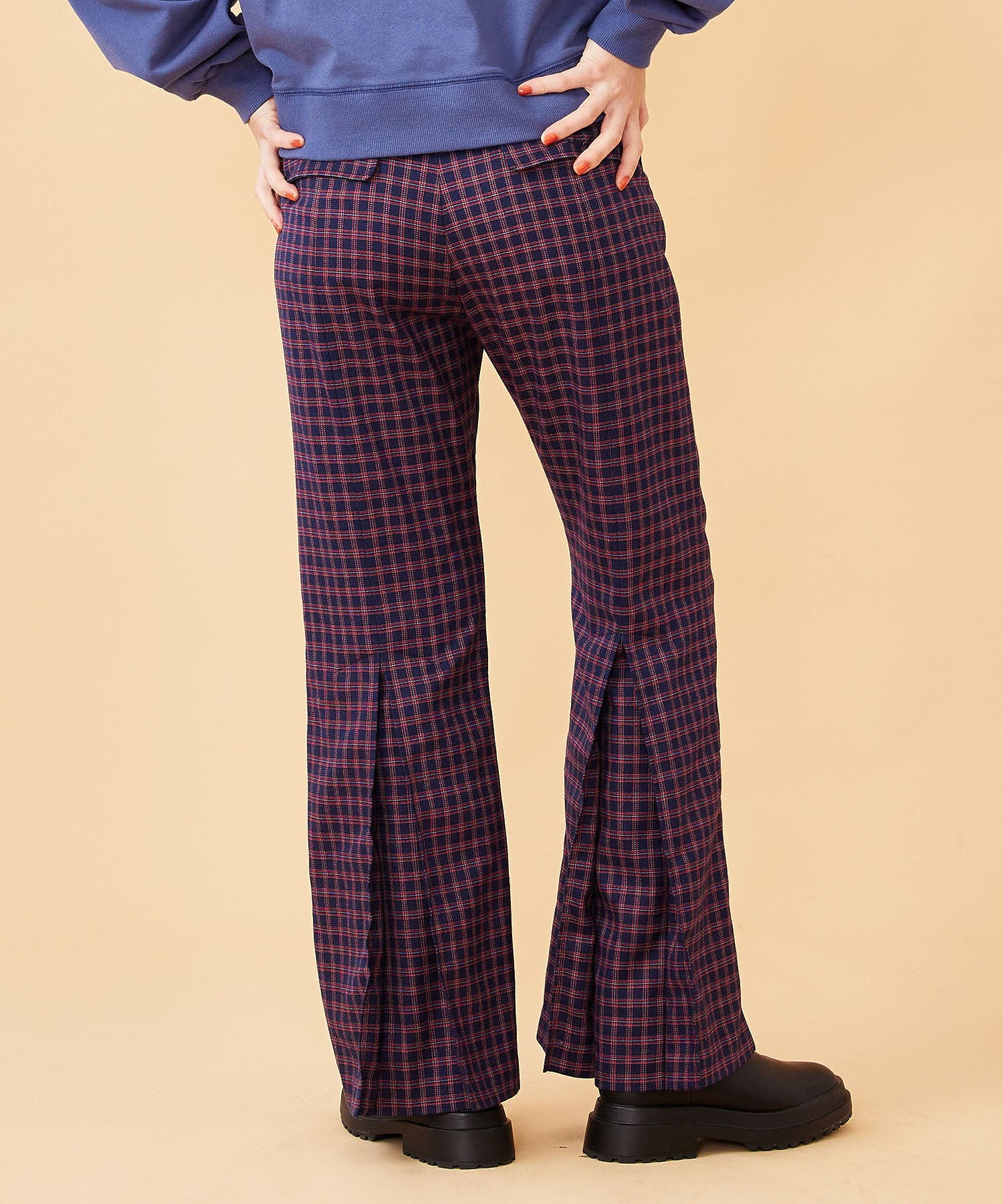 PLAID INVERTED BOX PLEAT PANTS MILKFED. - Image 3