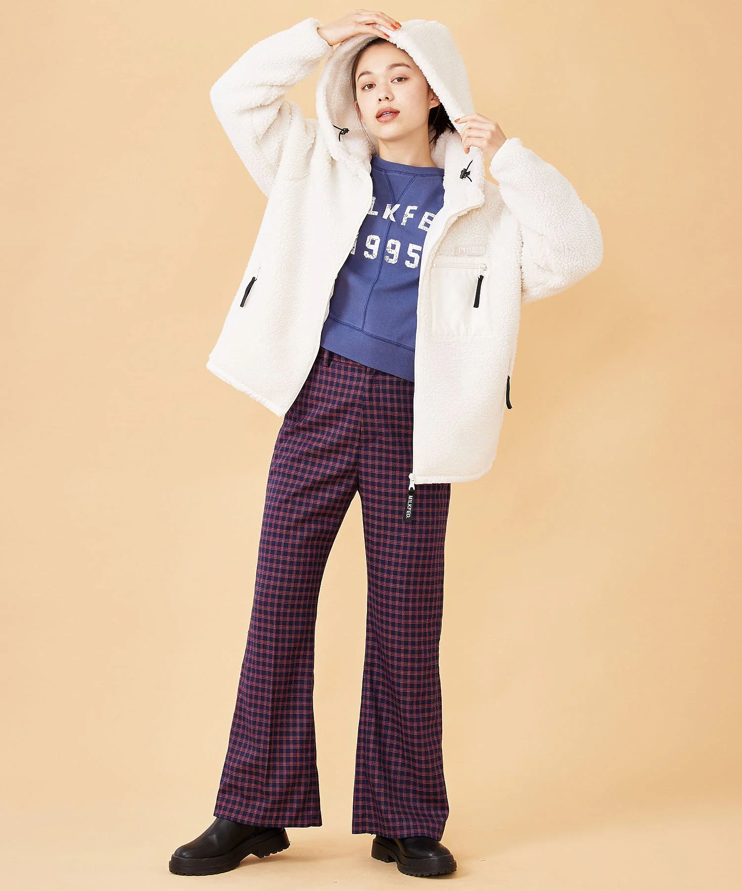 PLAID INVERTED BOX PLEAT PANTS MILKFED. - Image 8