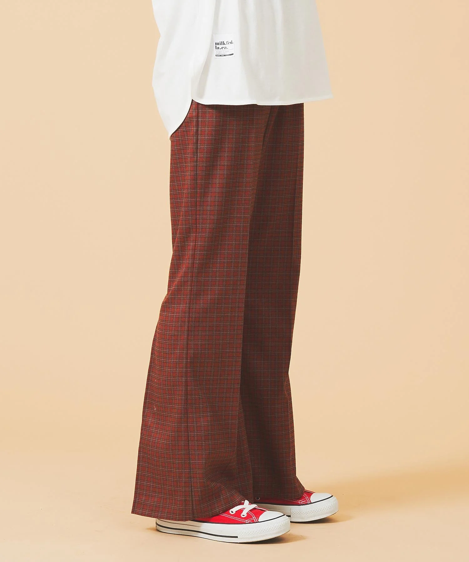 PLAID INVERTED BOX PLEAT PANTS MILKFED. - Image 9