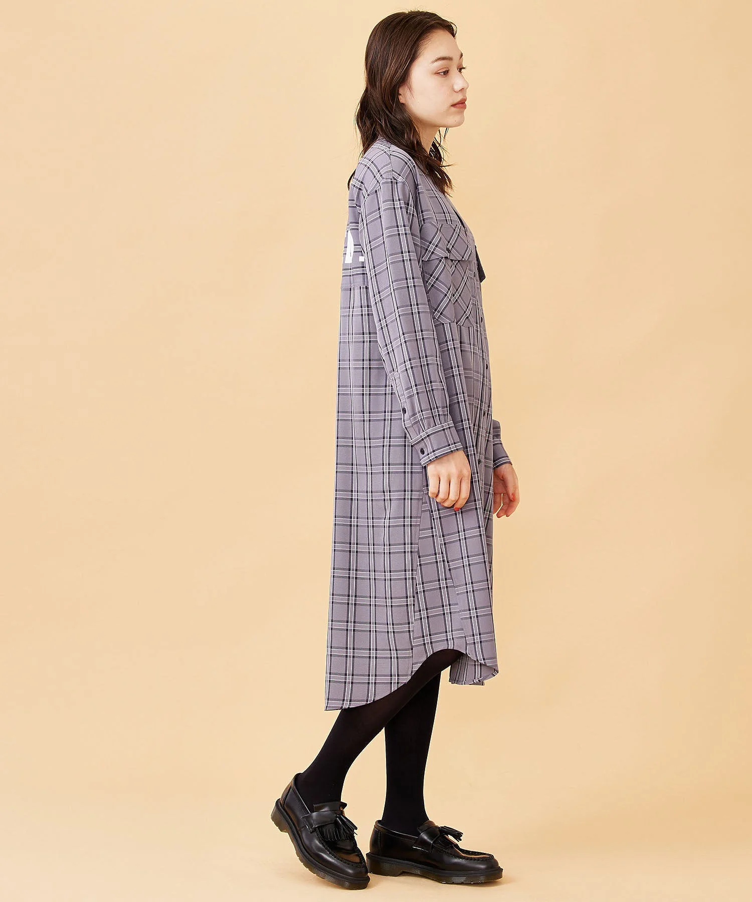 BACK LOGO PLAID SHIRT DRESS MILKFED. - Image 4