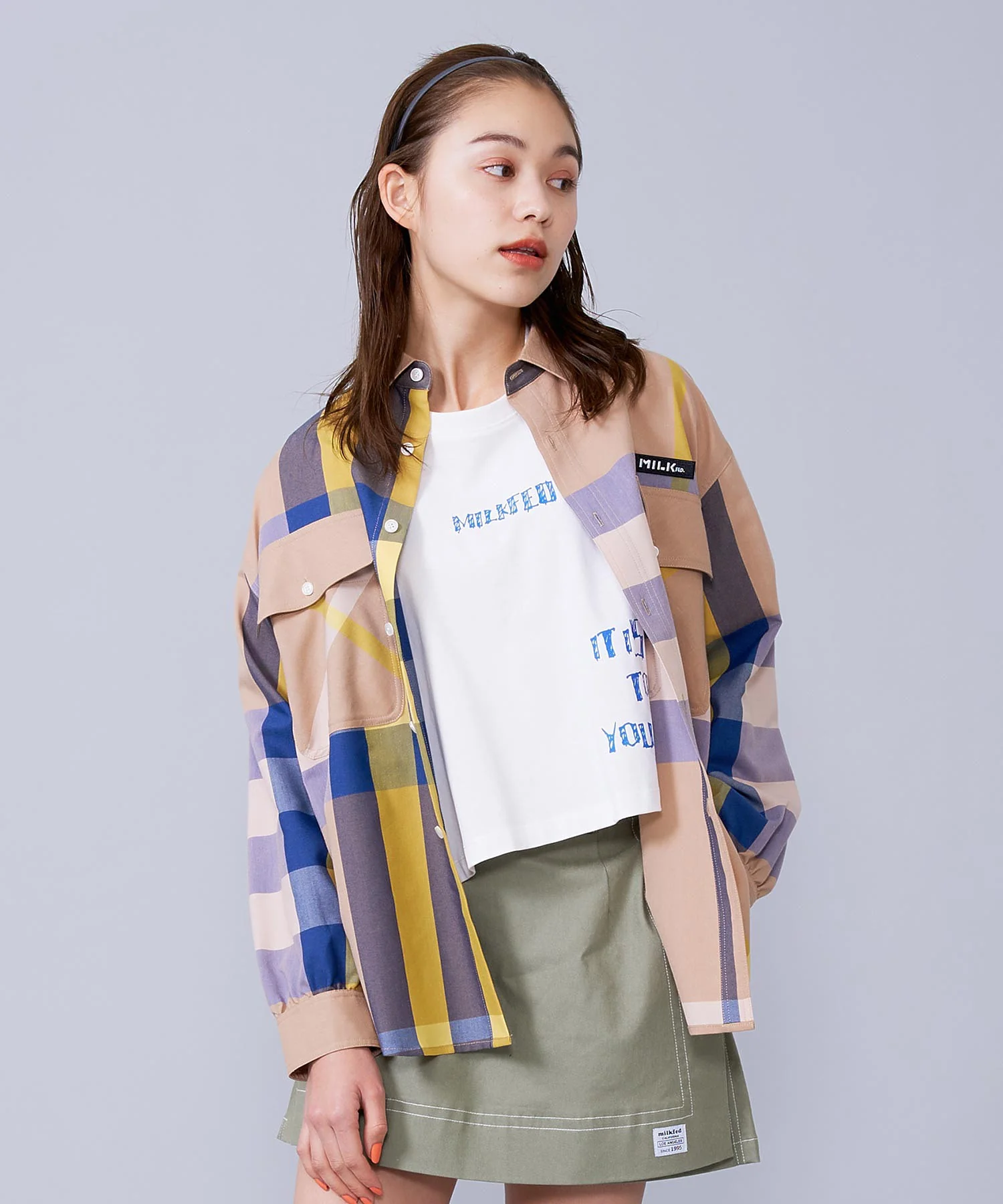 BACK LOGO PLAID SHIRT MILKFED. - Image 5