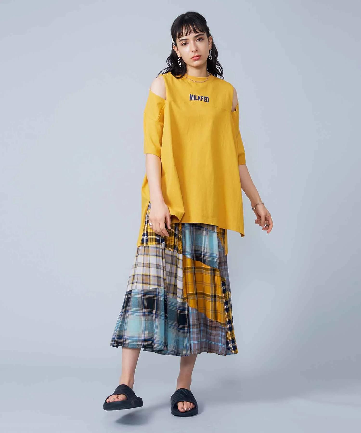 PLAID PATCHWORK SKIRT MILKFED. - Image 12