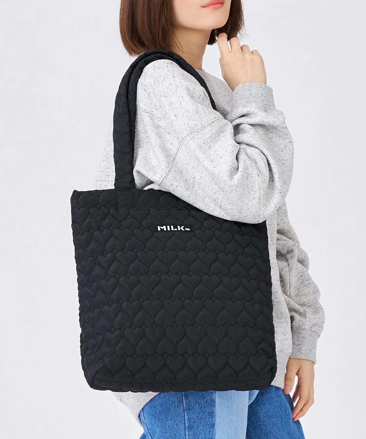 HEART QUILTED TOTE BAG MILKFED. - Image 12