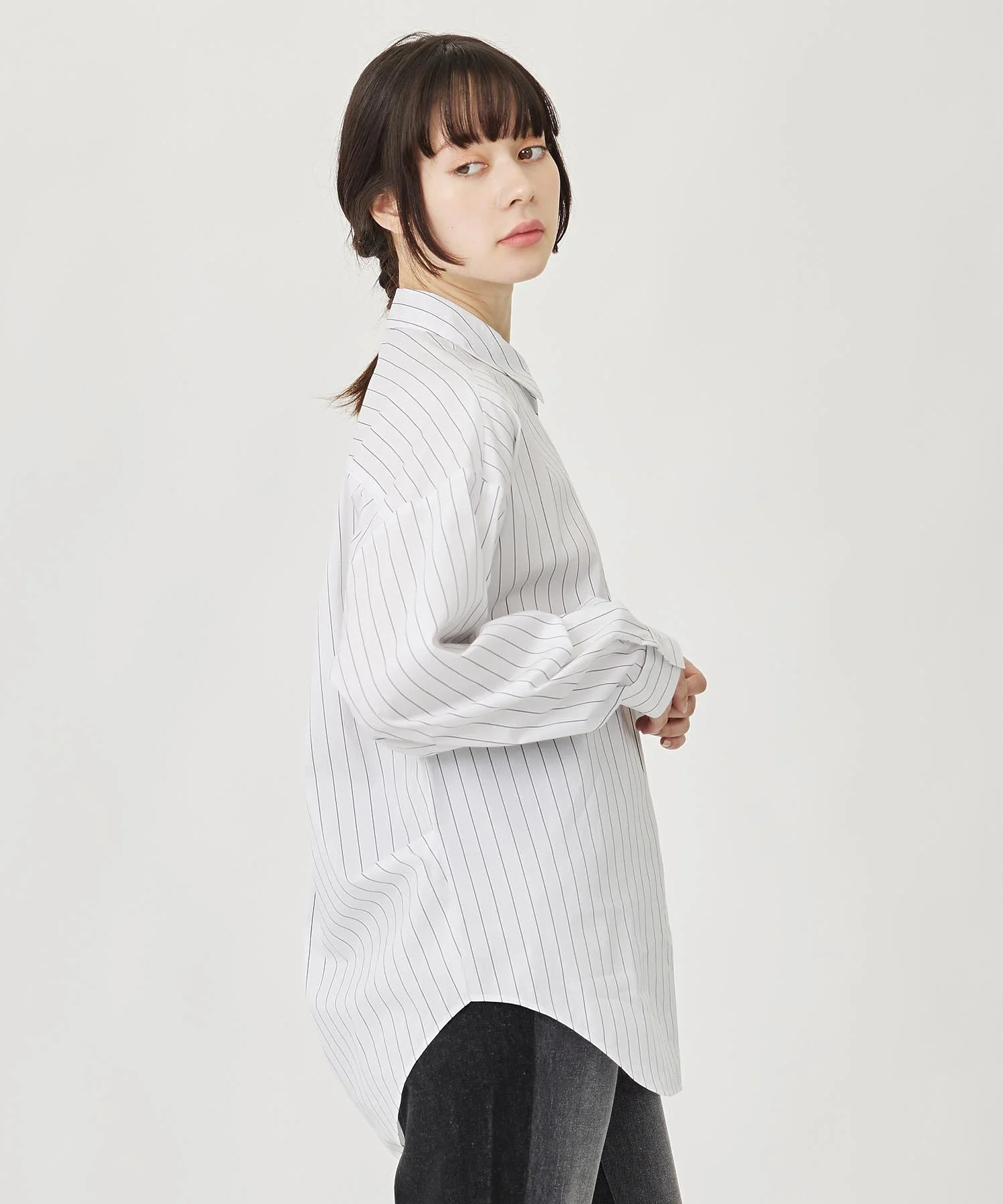 STRIPED ZIP UP SHIRT MILKFED. - Image 3