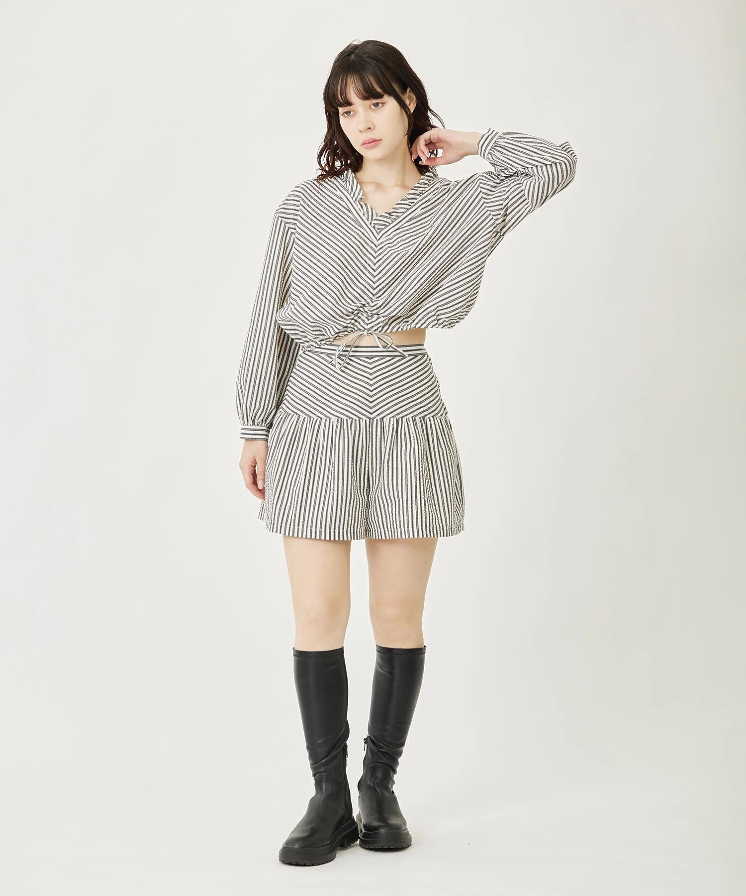 STRIPED GATHERED SHORTS MILKFED. - Image 6
