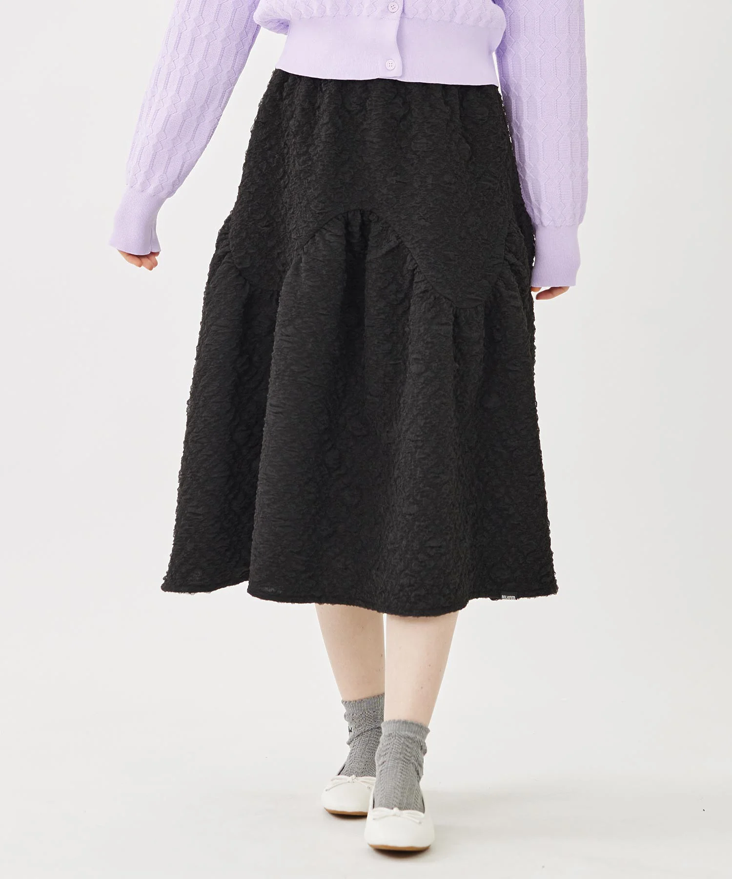 TULLE JACQUARD GATHERED SKIRT MILKFED. - Image 3