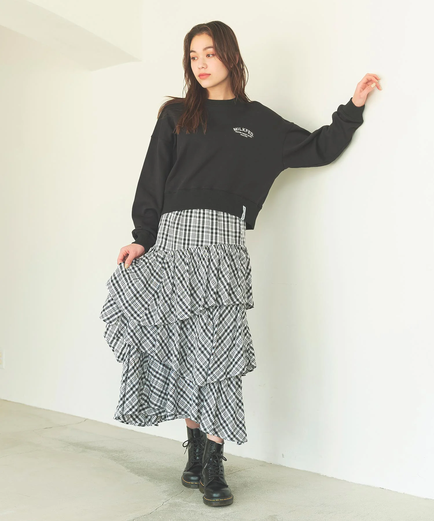 PLAID TIERED SKIRT MILKFED. - Image 6