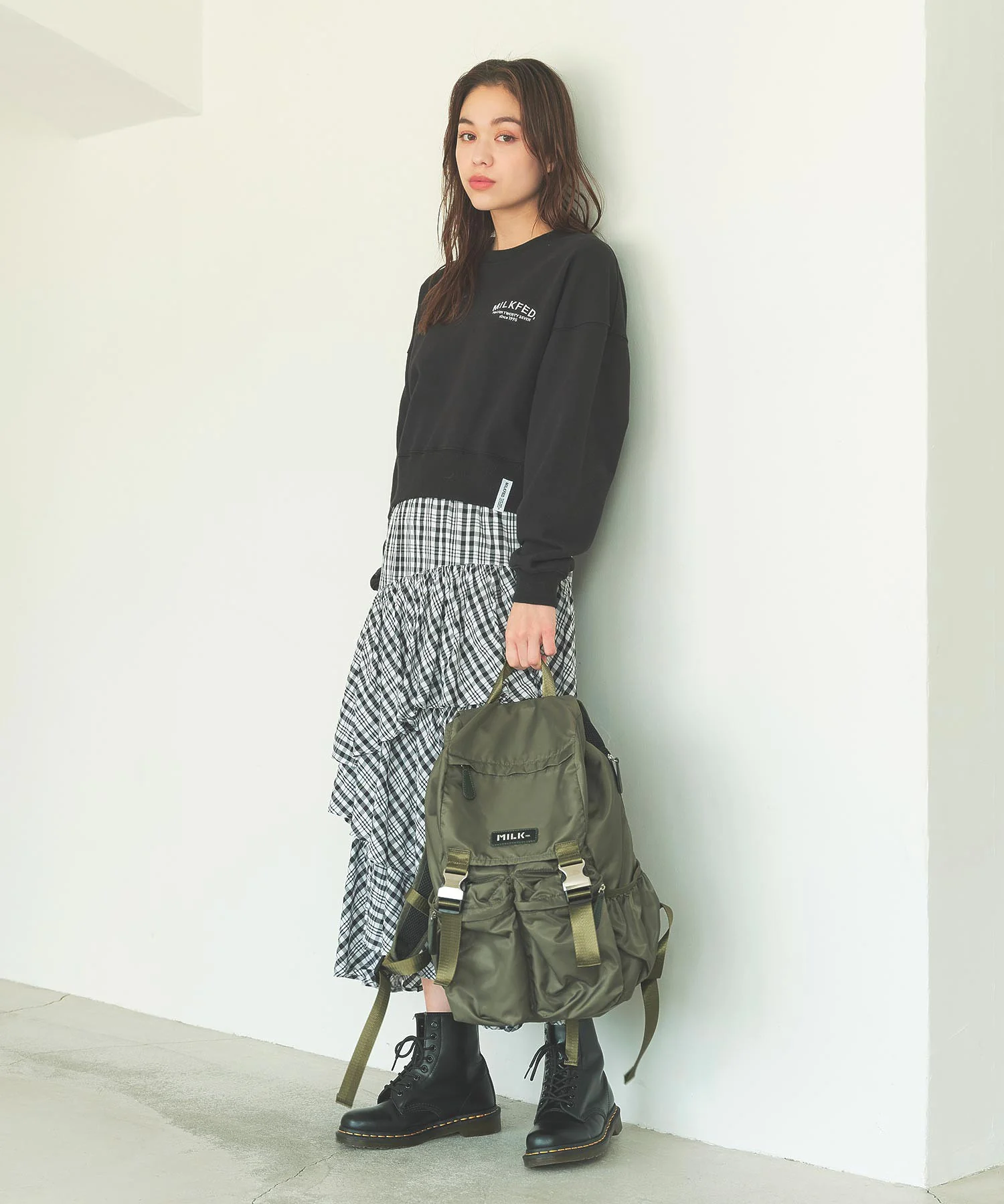 PLAID TIERED SKIRT MILKFED. - Image 7