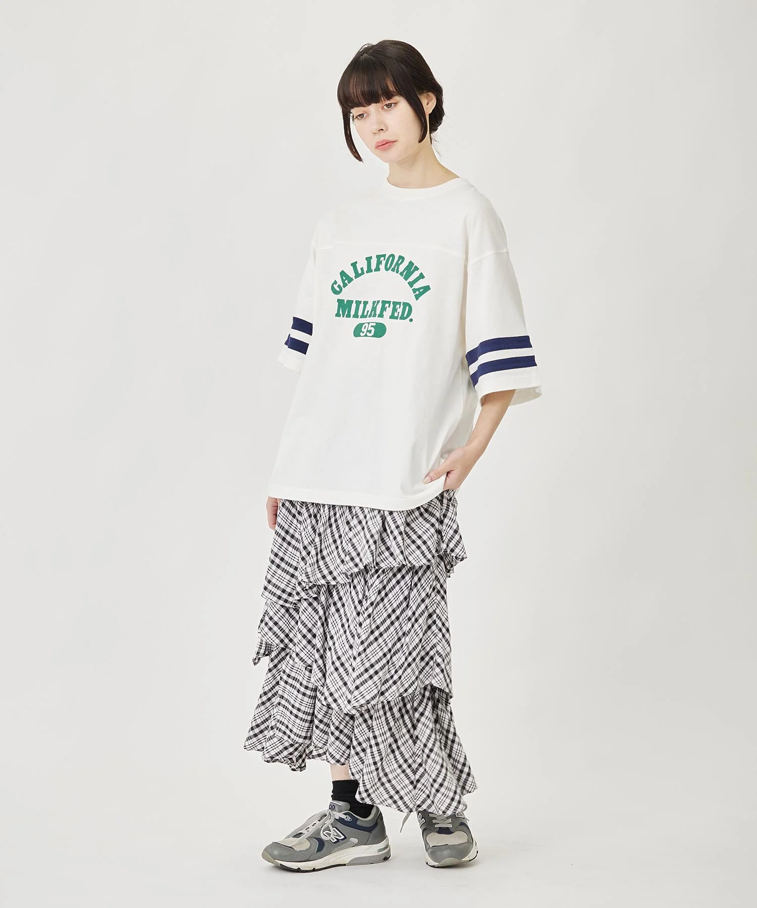 PLAID TIERED SKIRT MILKFED. - Image 8