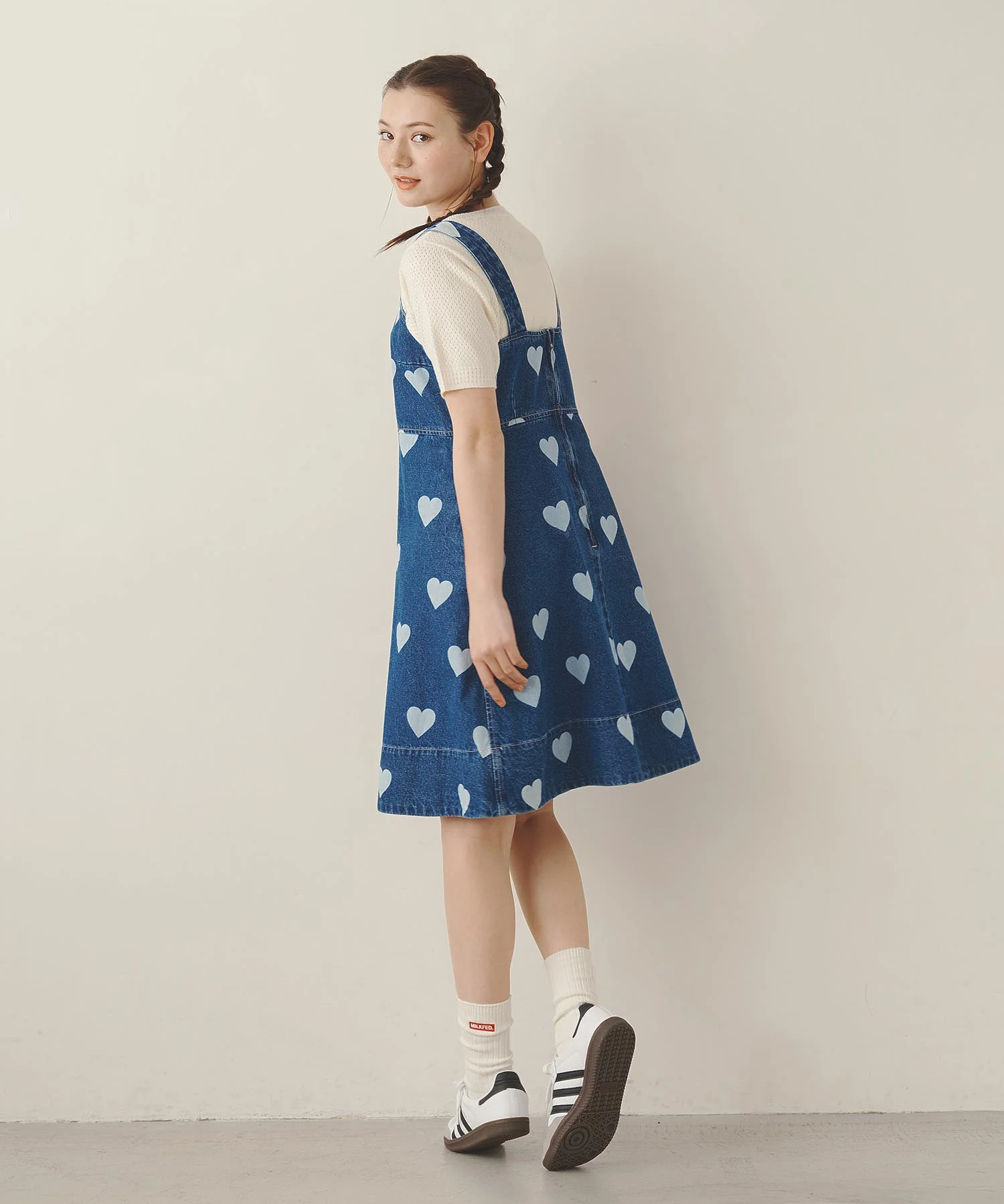 HEART PRINTED DENIM DRESS MILKFED. - Image 7
