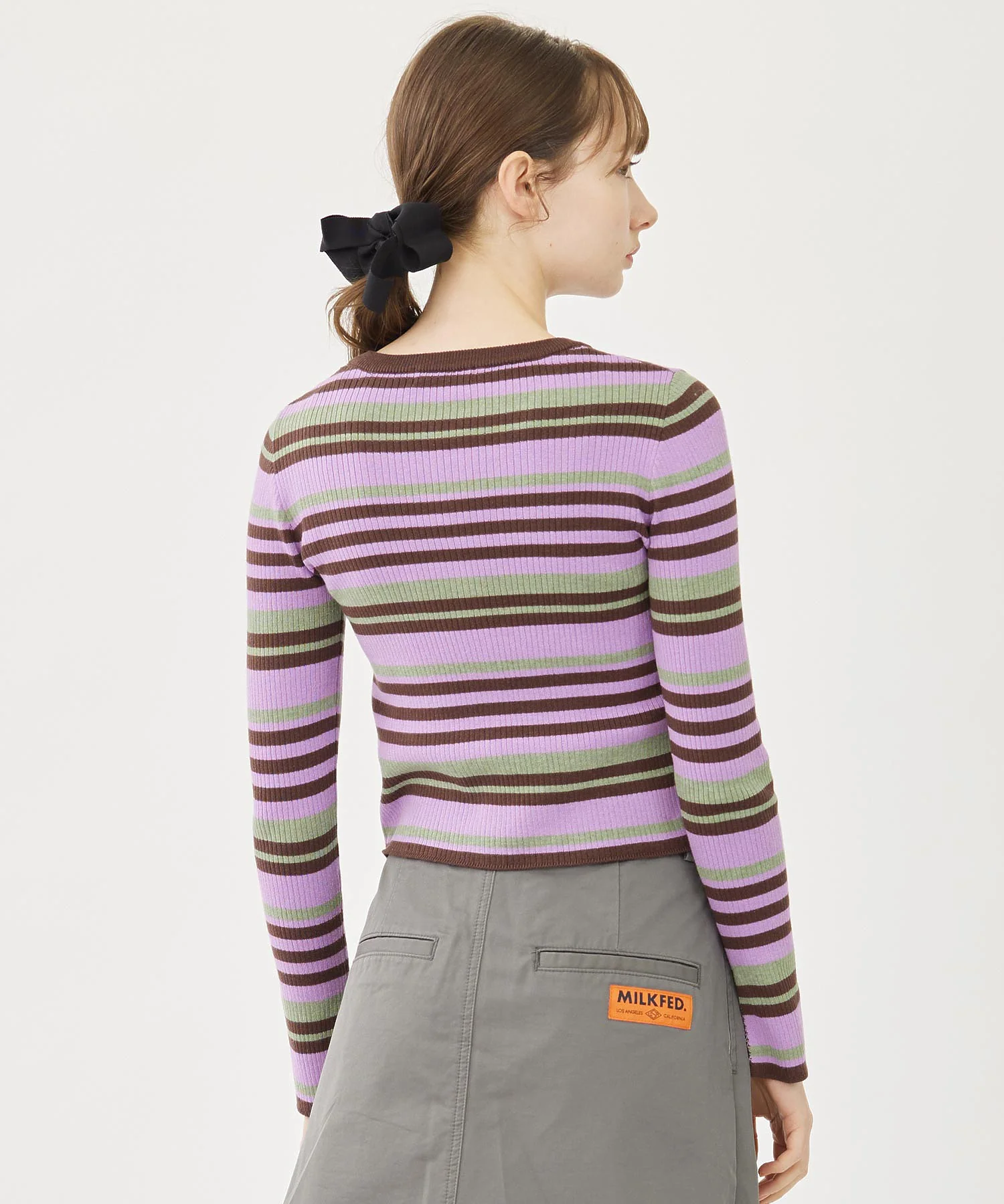 STRIPE KNIT FITTED CARDIGAN - Image 7