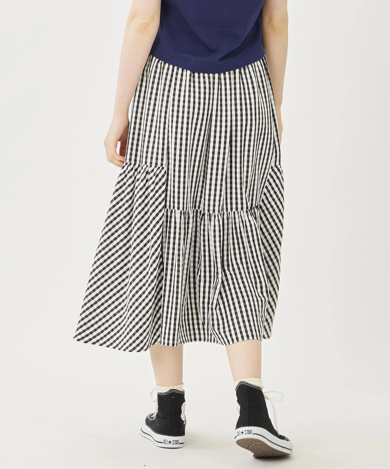 GINGHAM TIERED  SKIRT - Image 7
