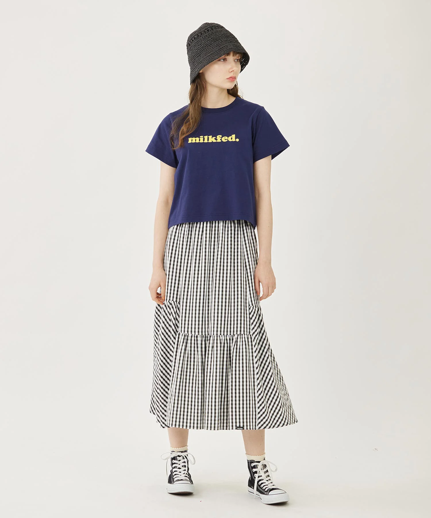 GINGHAM TIERED  SKIRT - Image 8