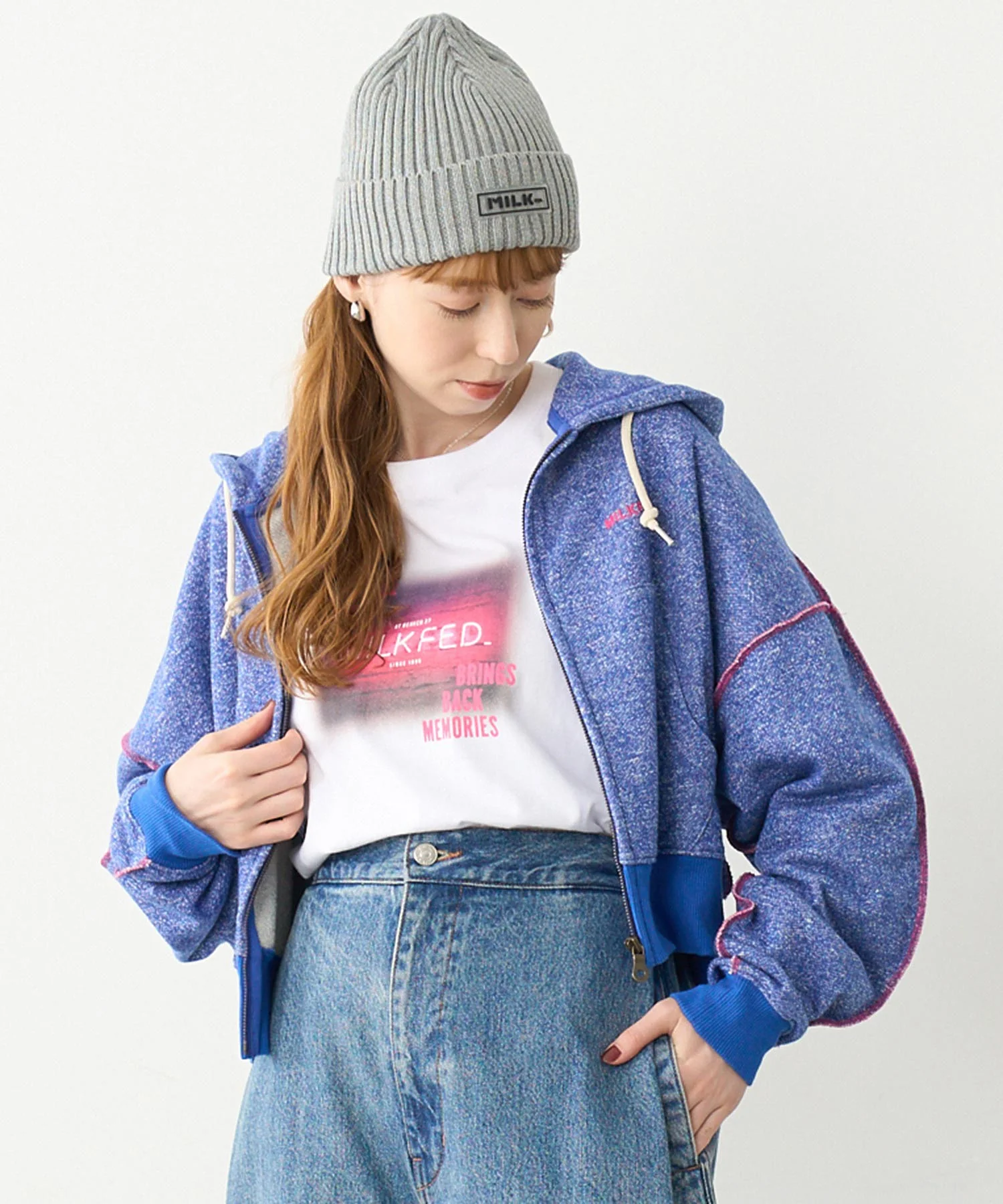 OVERLOCK STICHED ZIP UP HOODIE - Image 5