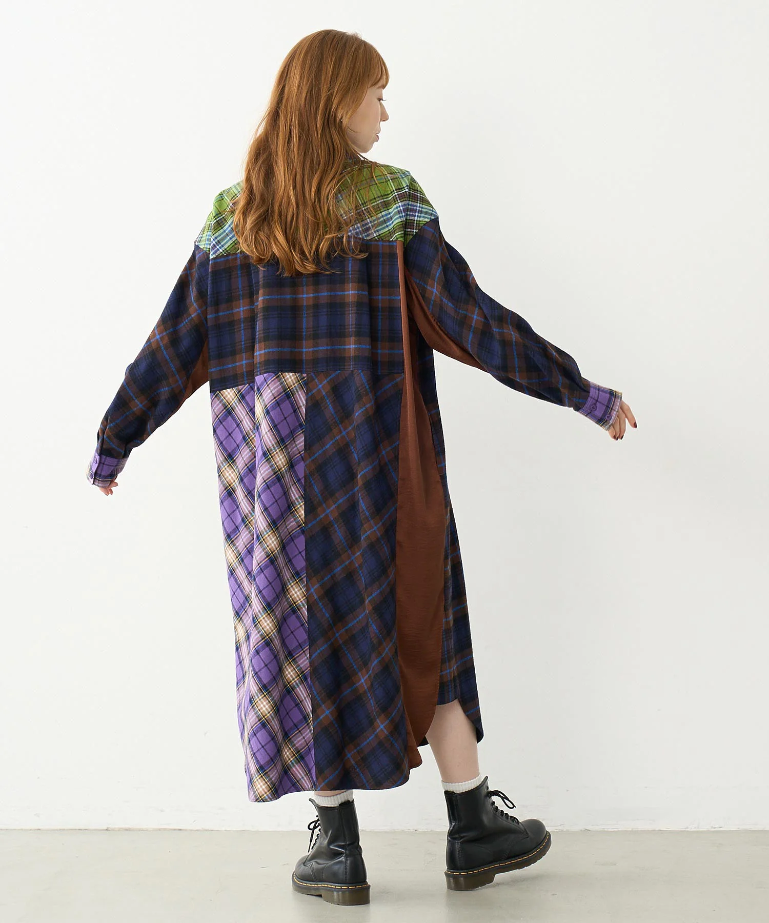 PLAID PATCHWORK SHIRT DRESS - Image 23