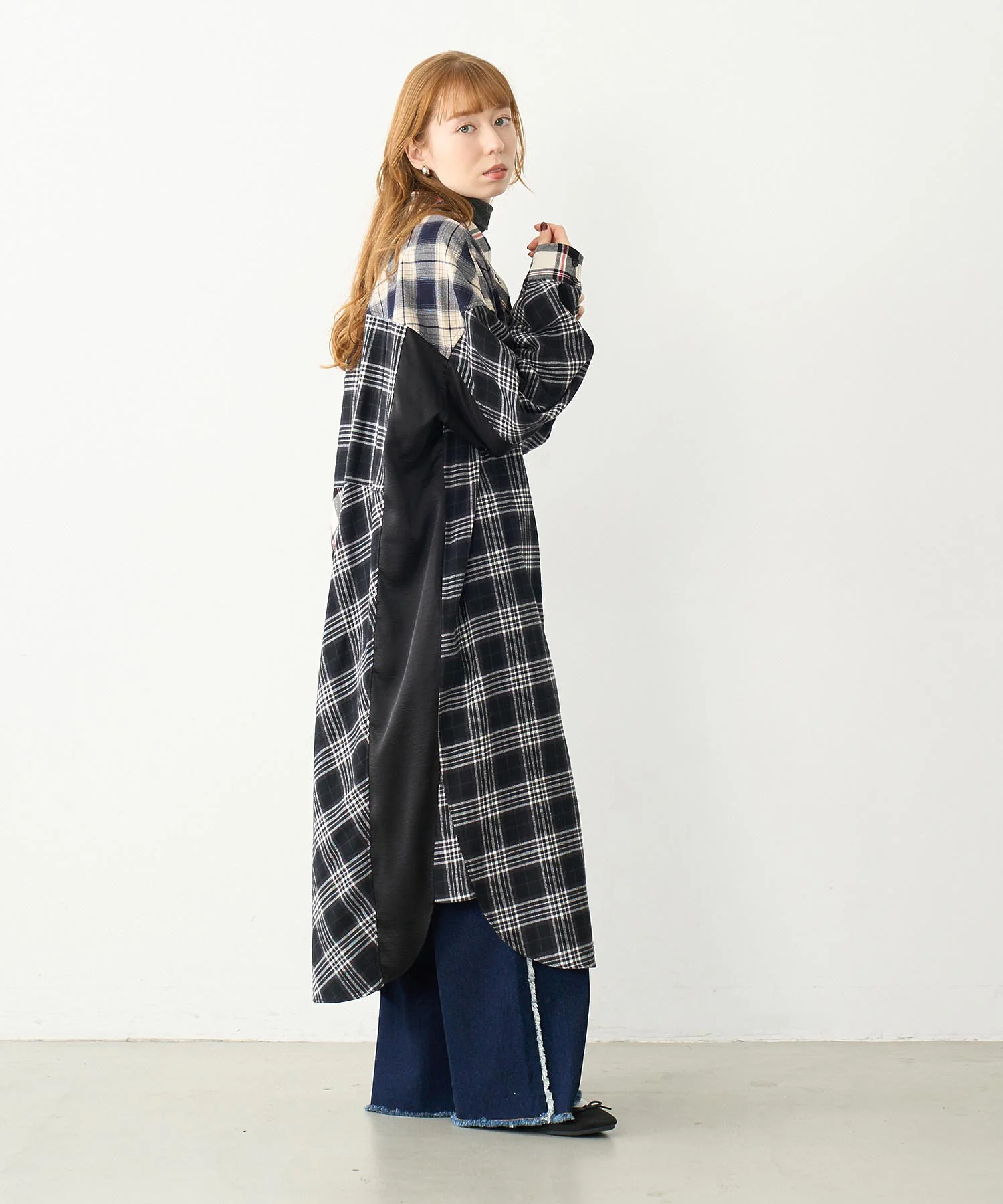 PLAID PATCHWORK SHIRT DRESS - Image 35
