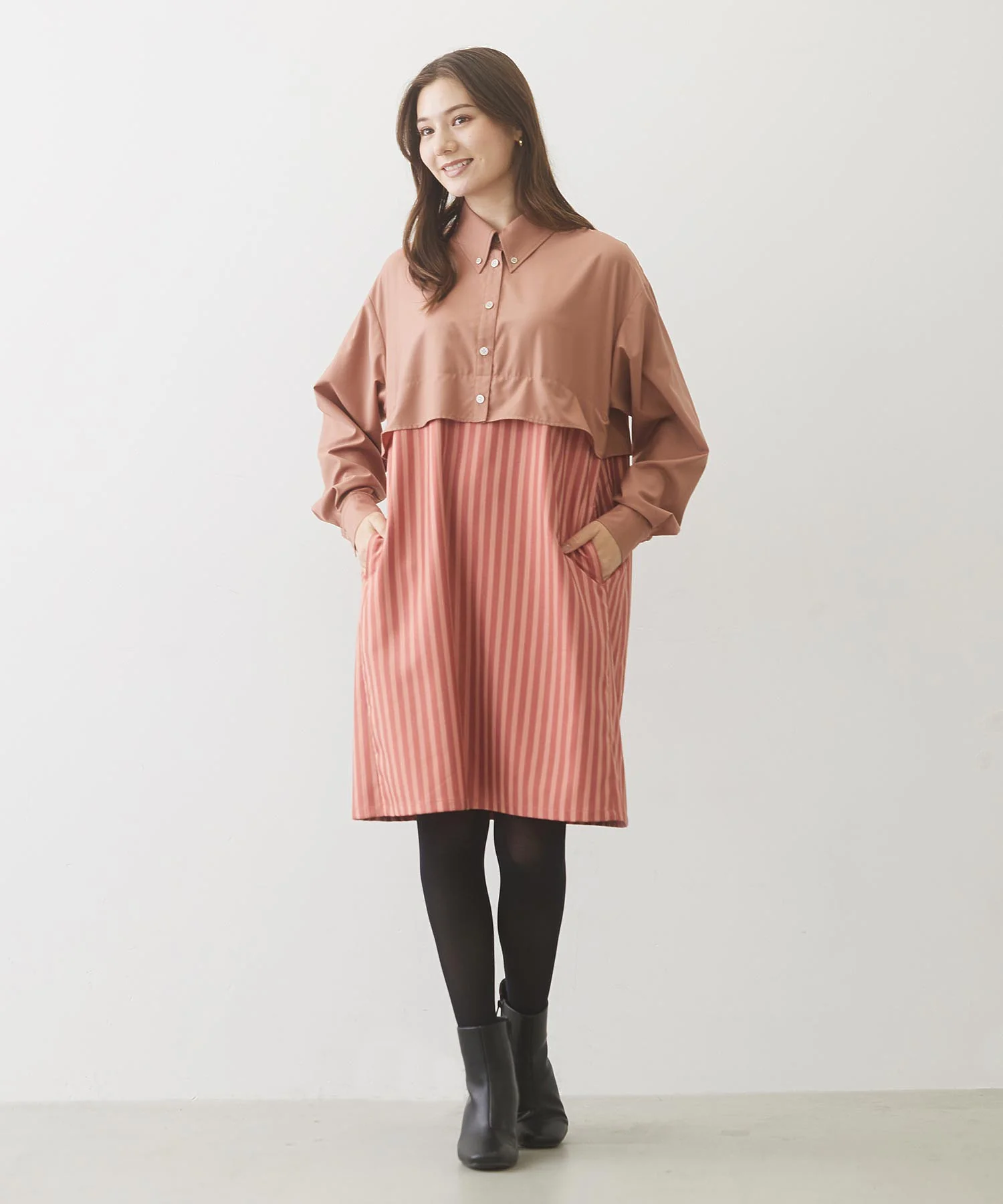 COLOR BLOCK SHIRT DRESS - Image 31