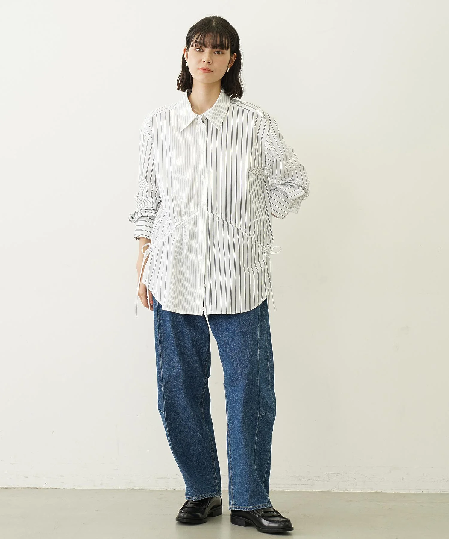STRIPED SHIRRING SHIRT - Image 8