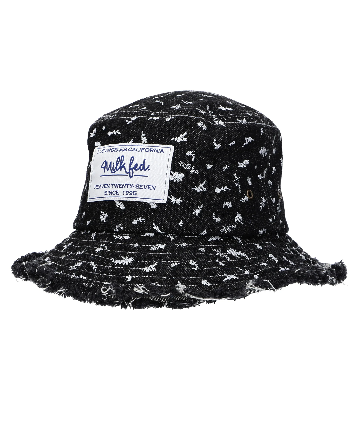 FLORAL PATTERN DENIM FRINGE BUCKET HAT - Image 3