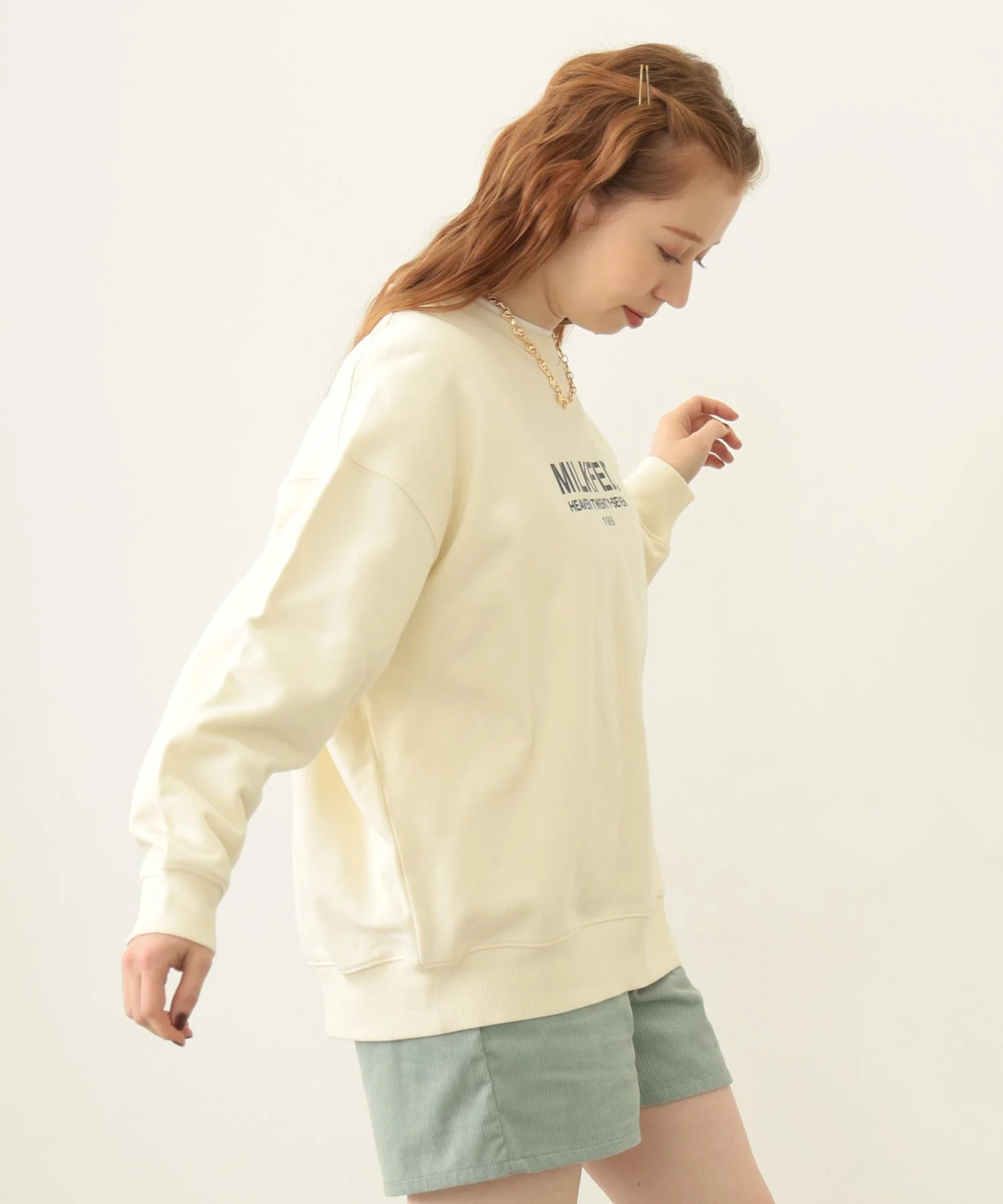 STENCIL LOGO WIDE CREW SWEAT TOP - Image 8