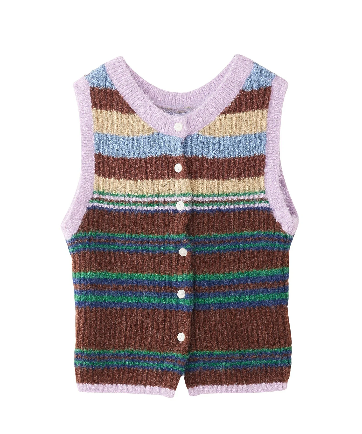 TWO-TYPE STRIPED KNIT VEST
