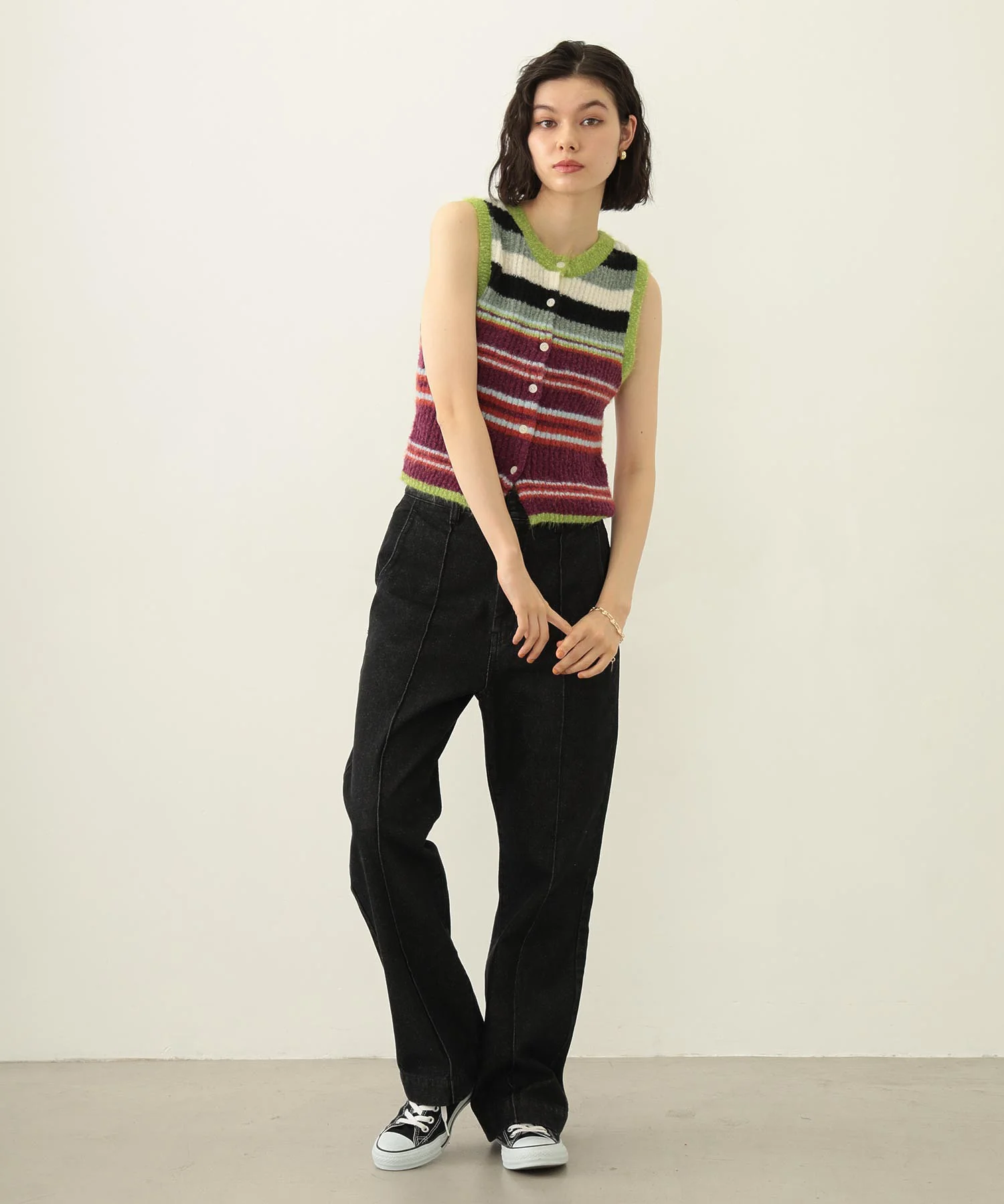 TWO-TYPE STRIPED KNIT VEST - Image 50