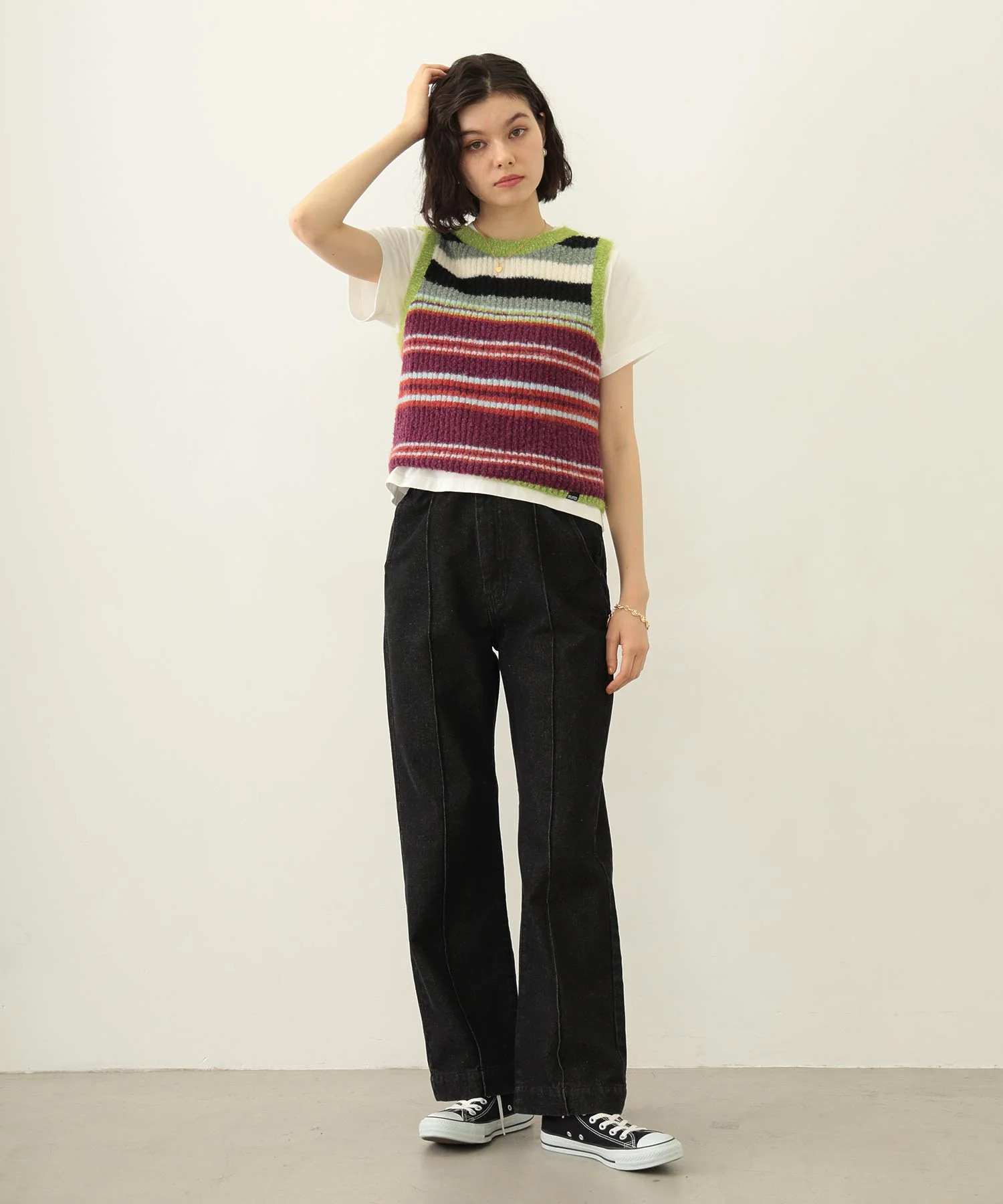 TWO-TYPE STRIPED KNIT VEST - Image 51
