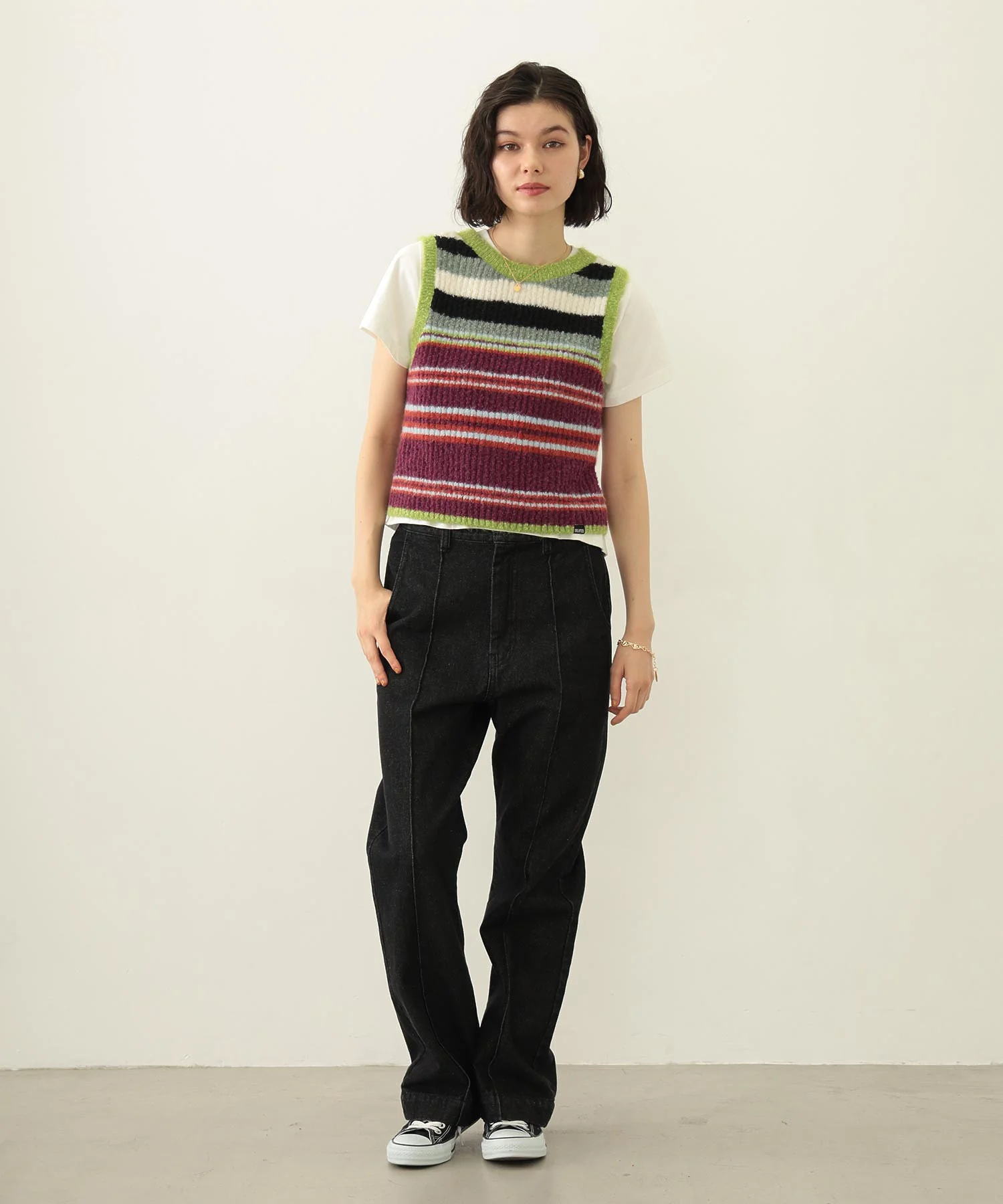 TWO-TYPE STRIPED KNIT VEST - Image 52