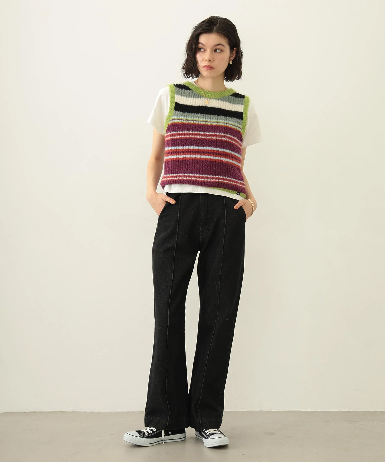 CENTER PLEAT DETAIL DENIM PANTS - Image 10