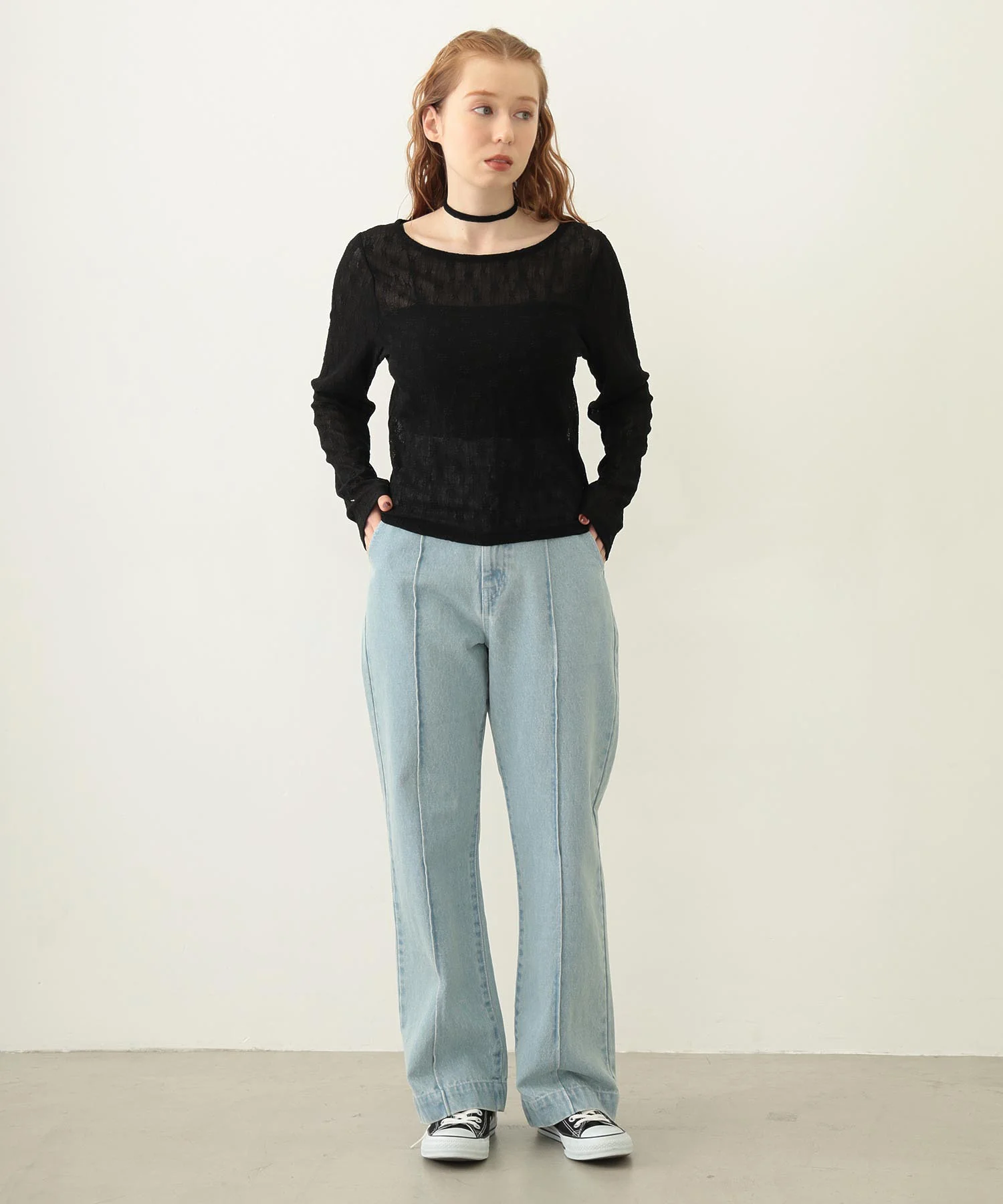 CENTER PLEAT DETAIL DENIM PANTS - Image 23
