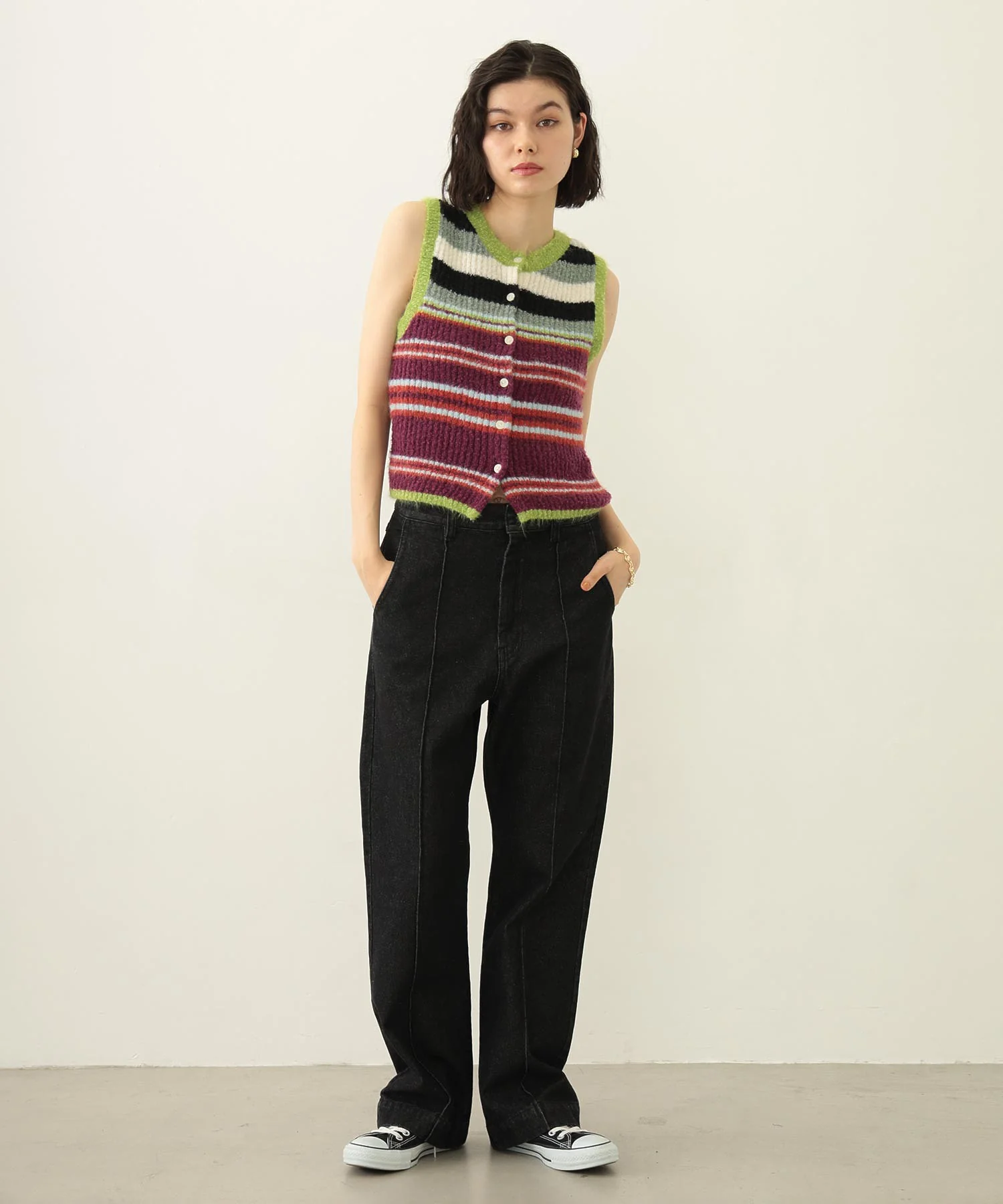 CENTER PLEAT DETAIL DENIM PANTS - Image 7
