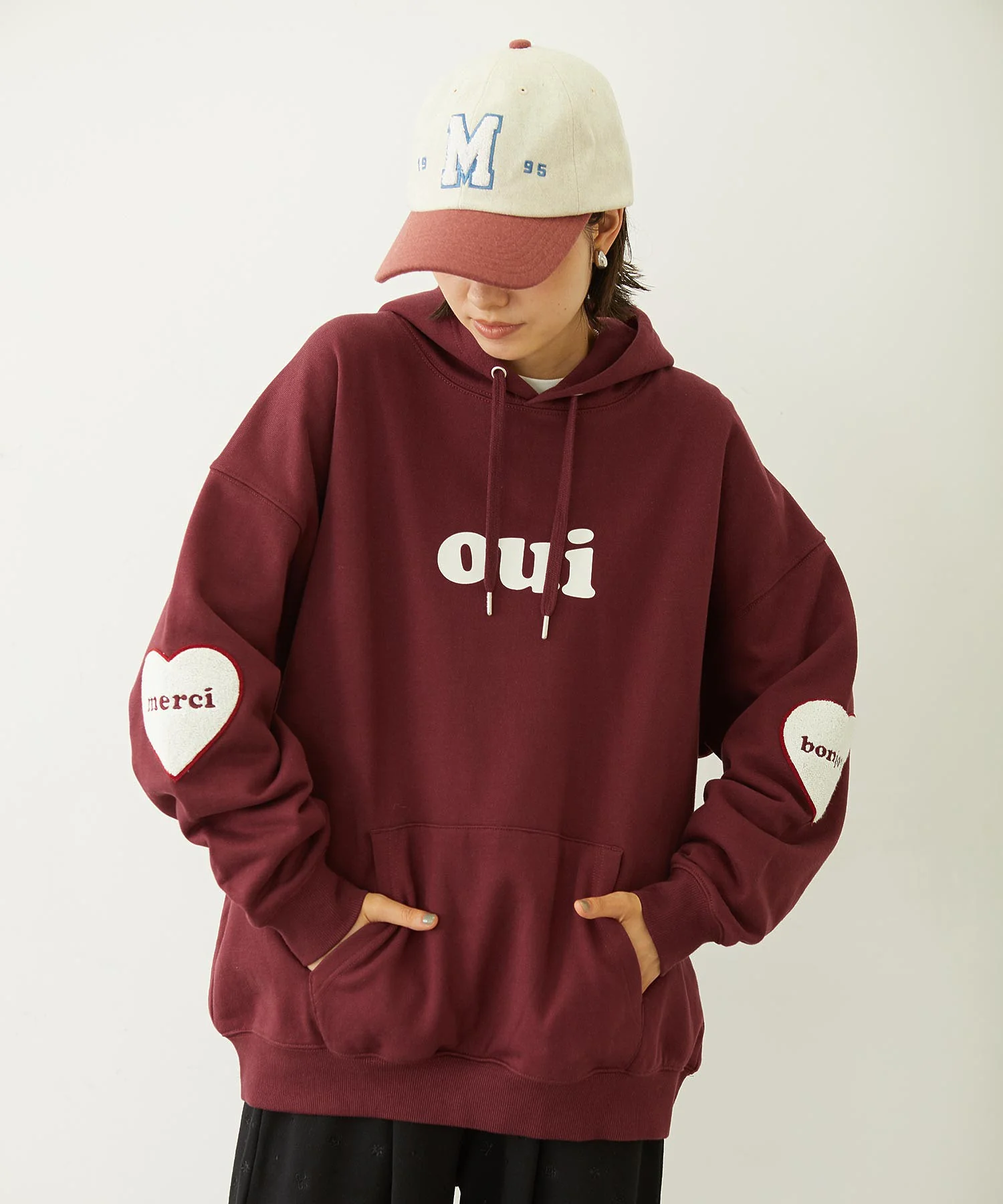 HEART ELBOW PATCH SWEAT HOODIE