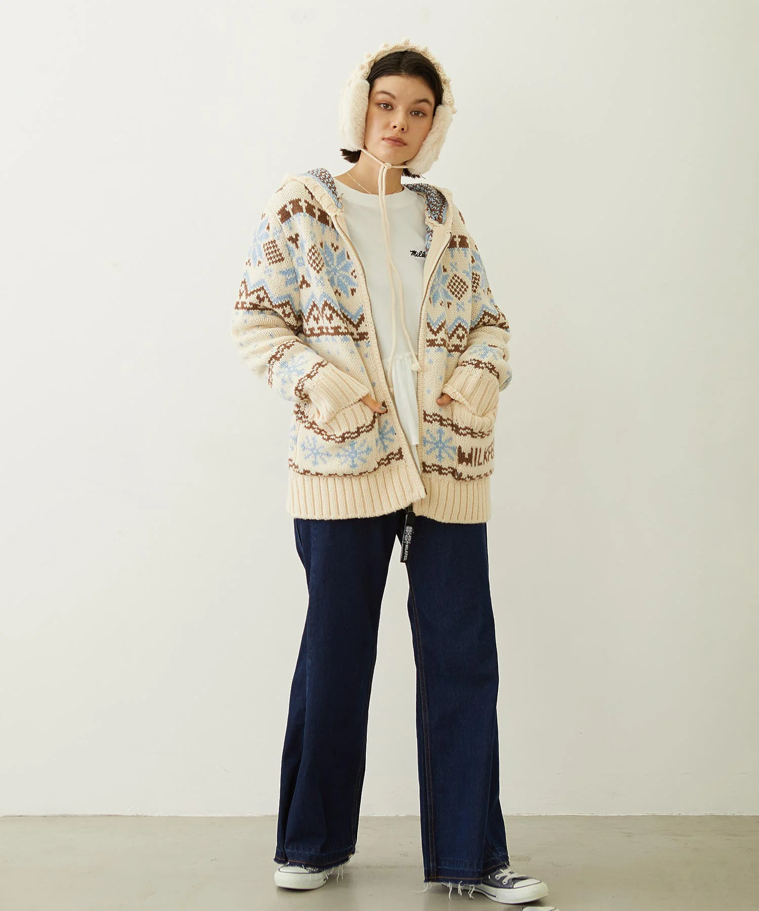 SNOW PATTERN COWICHAN KNIT JACKET - Image 25
