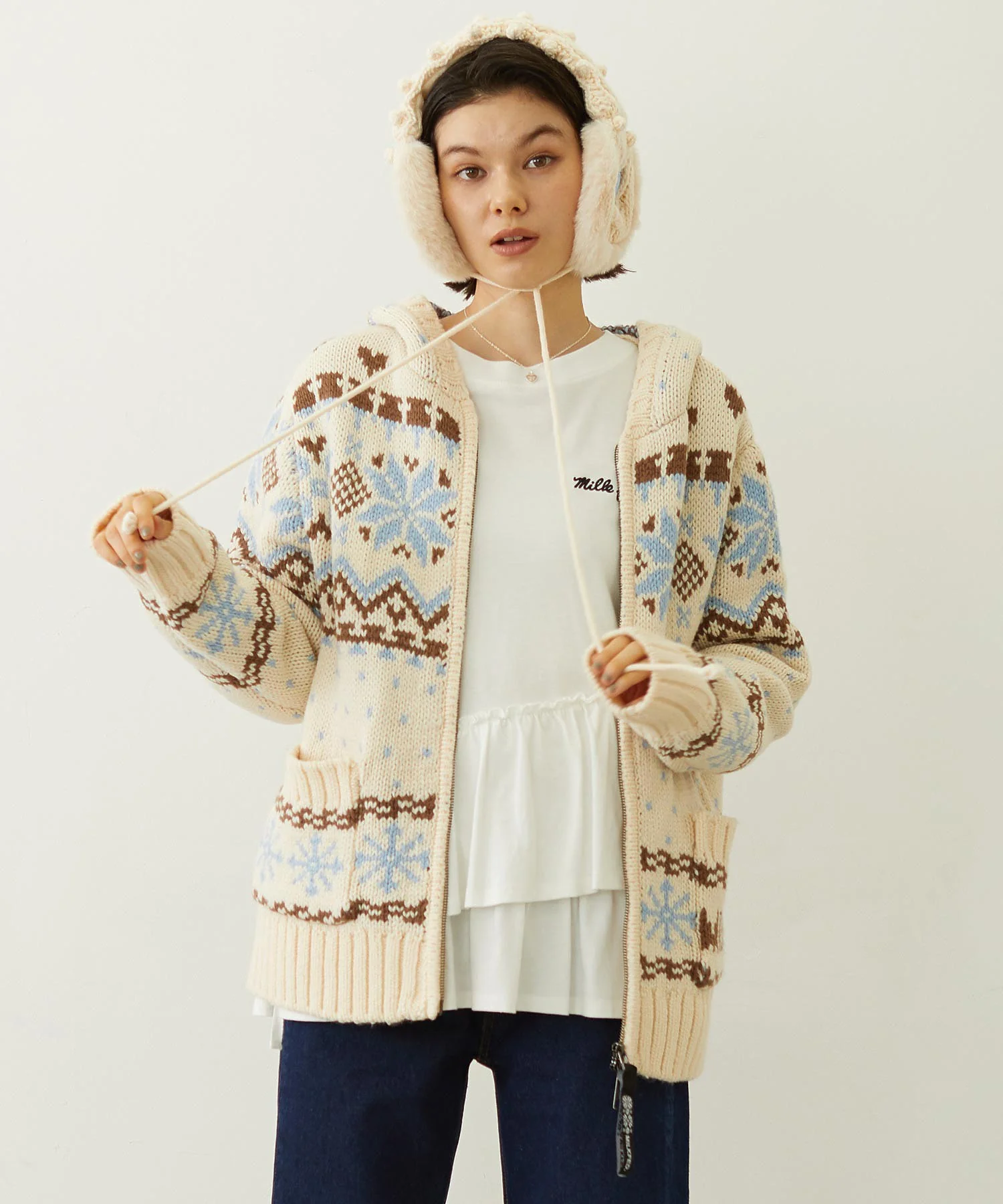 SNOW PATTERN COWICHAN KNIT JACKET - Image 5