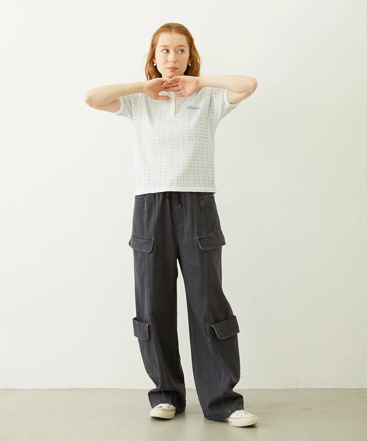 STRIPED FLOWER WAFFLE S/S TOP - Image 8