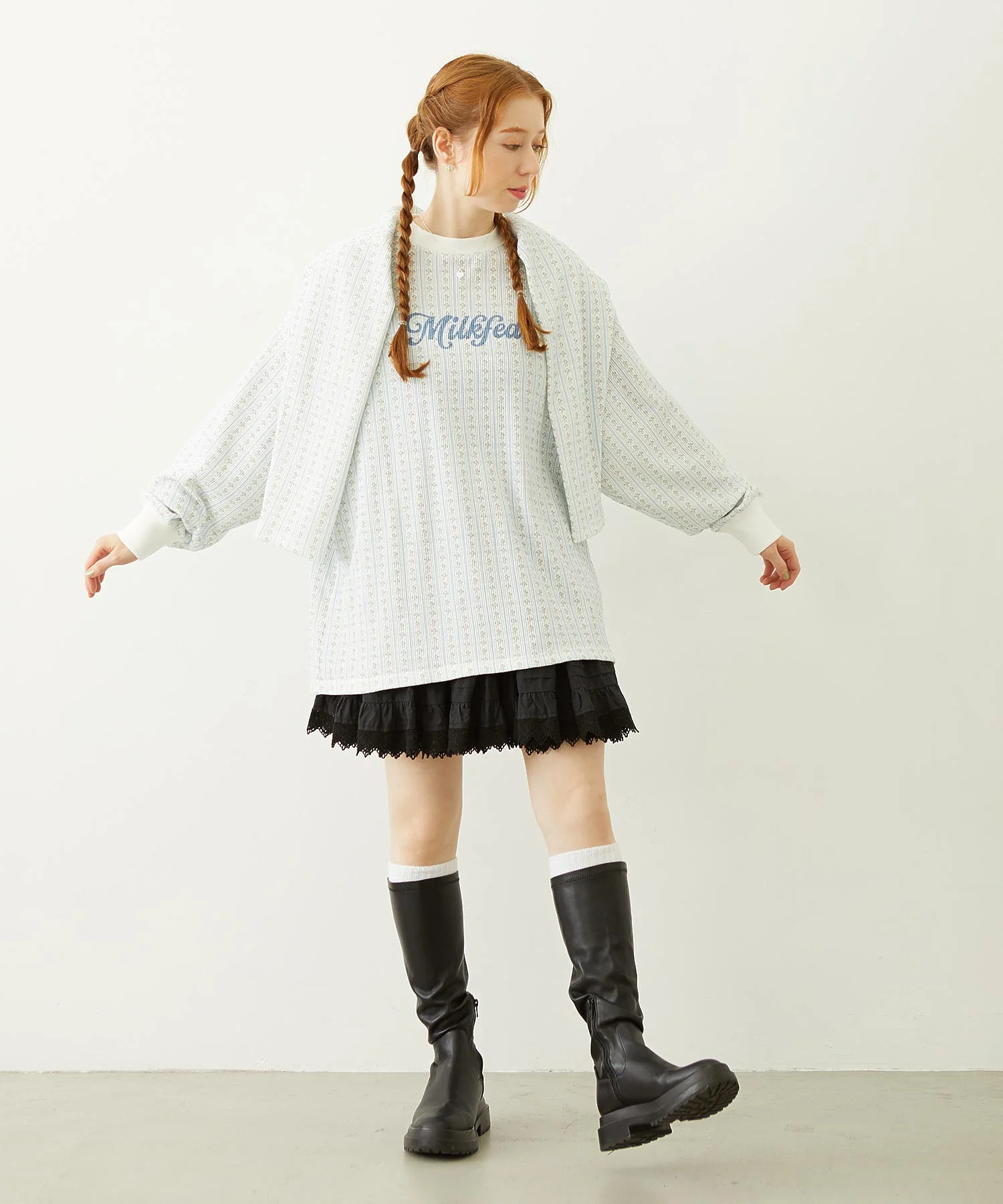 STRIPED FLOWER WAFFLE L/S TOP - Image 14