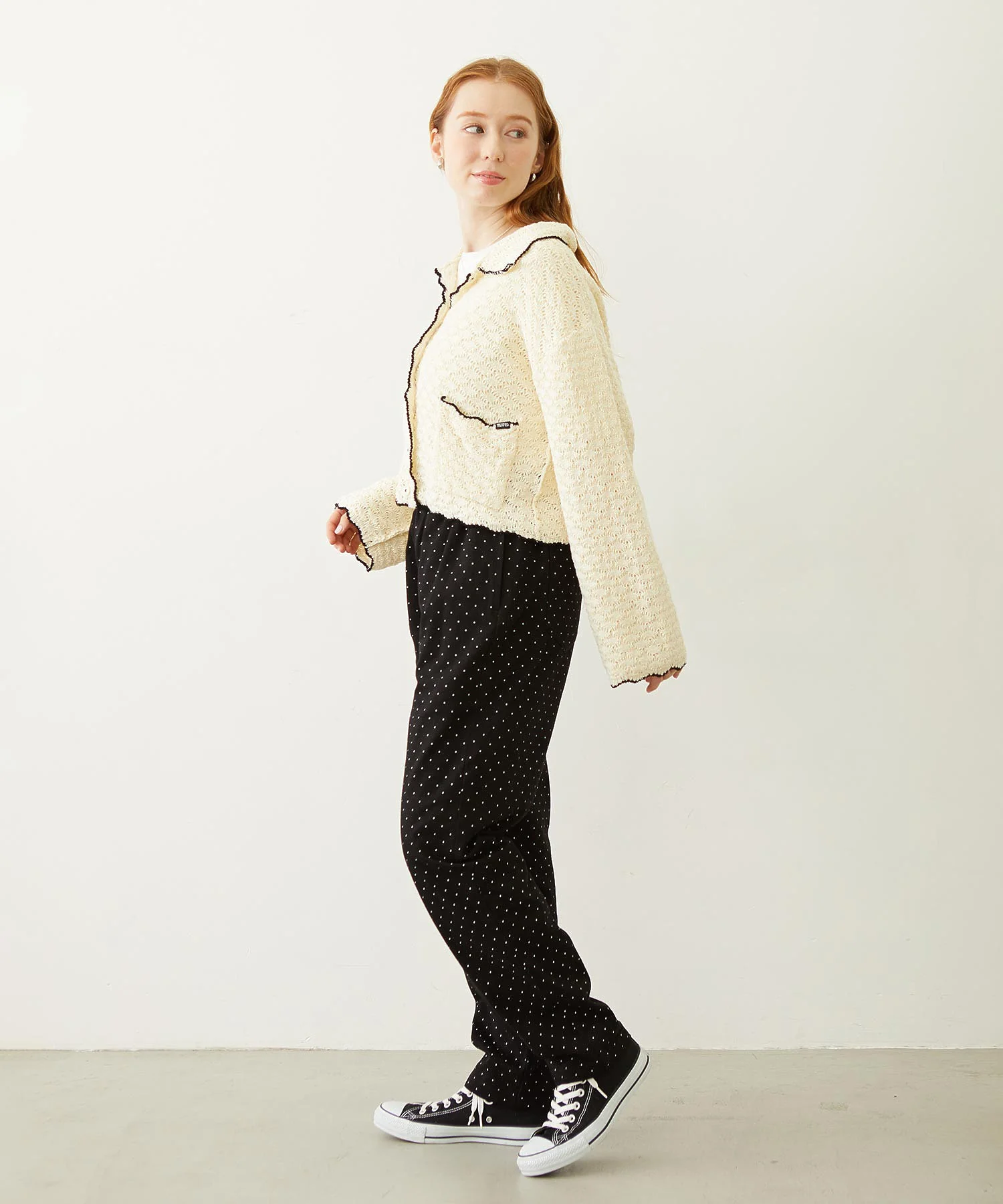 OPEN COLLAR CONTRAST TRIM KNIT CARDIGAN - Image 10