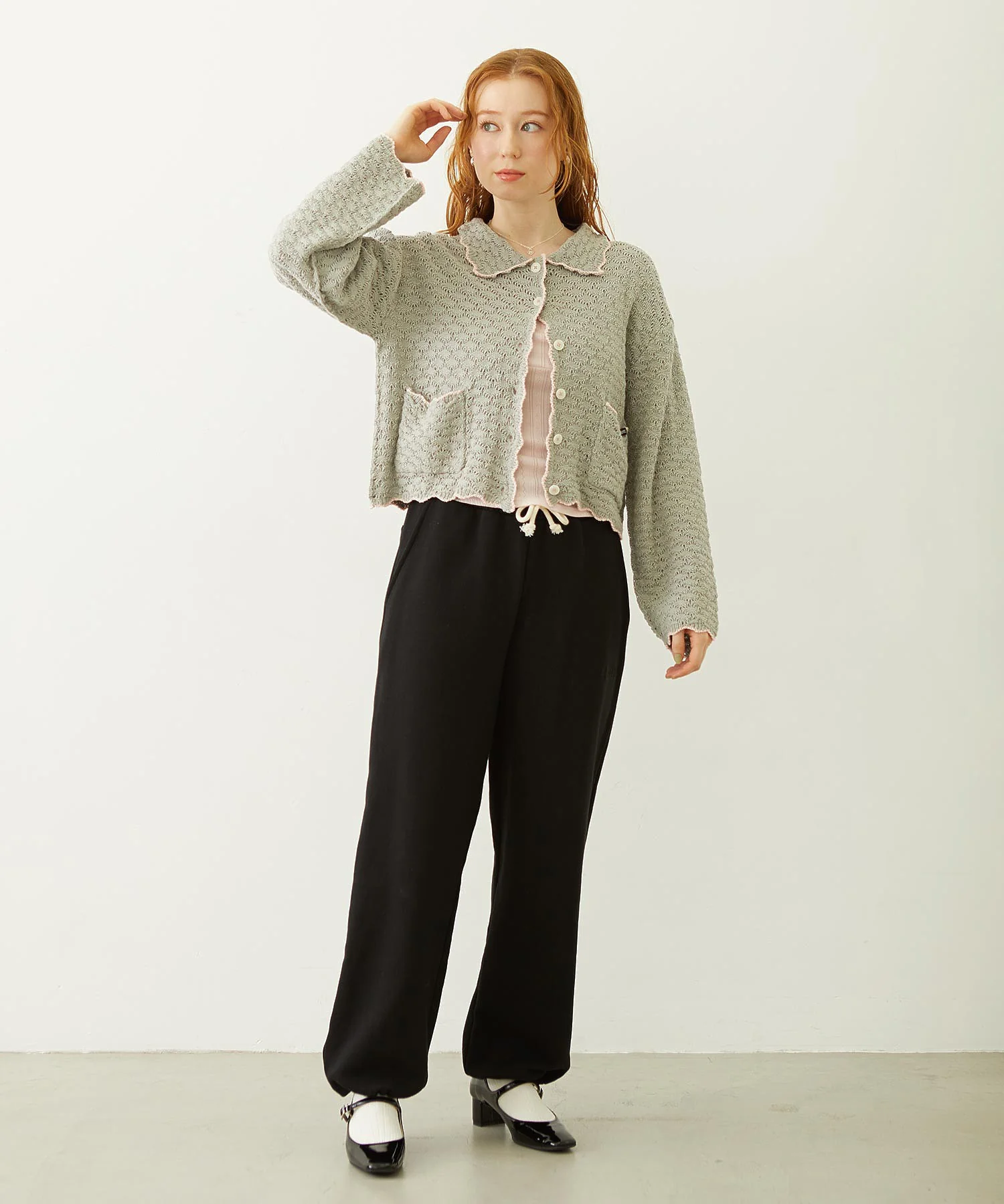OPEN COLLAR CONTRAST TRIM KNIT CARDIGAN - Image 26