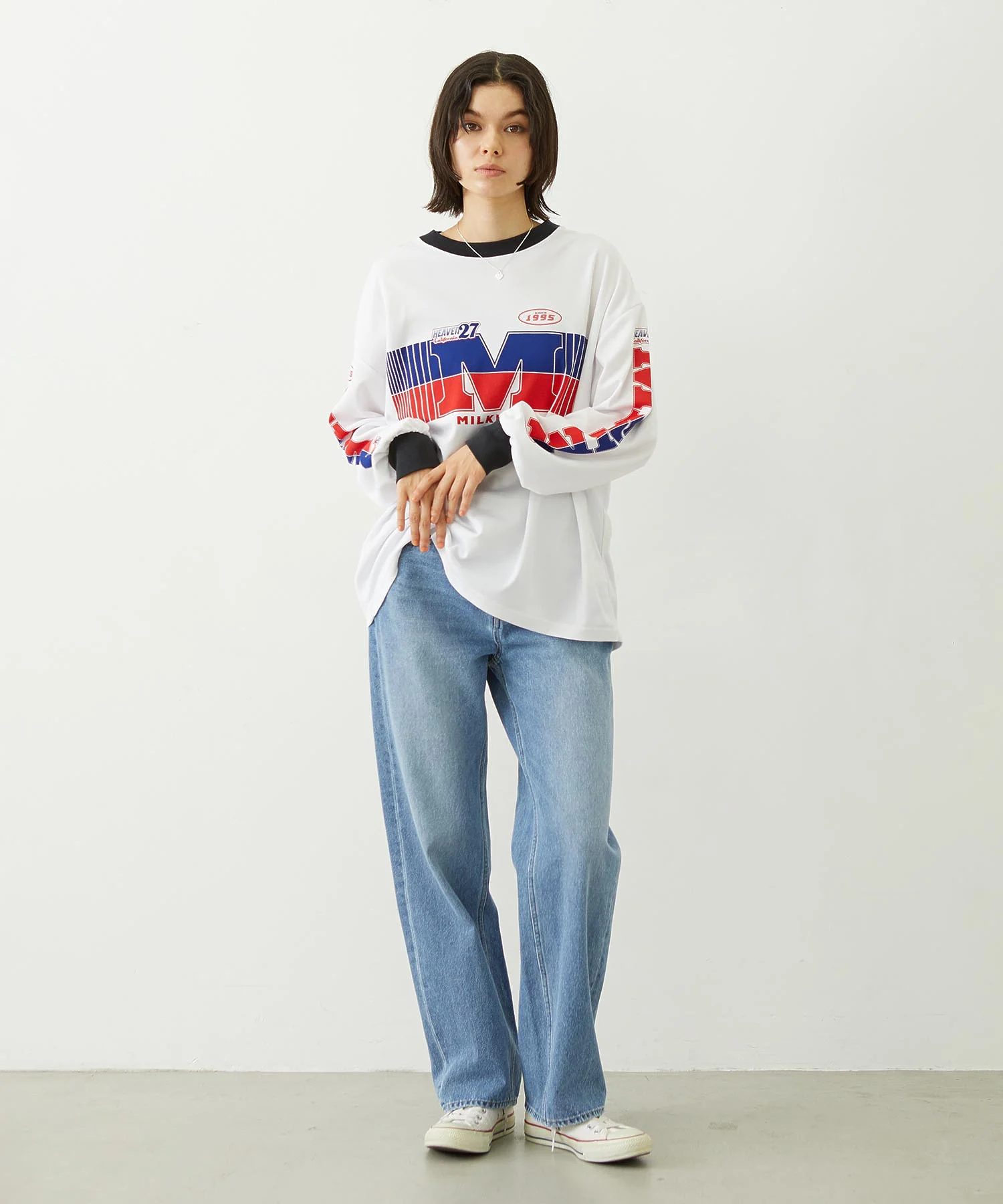 MILKFED. EMBROIDERED DENIM PANTS - Image 32