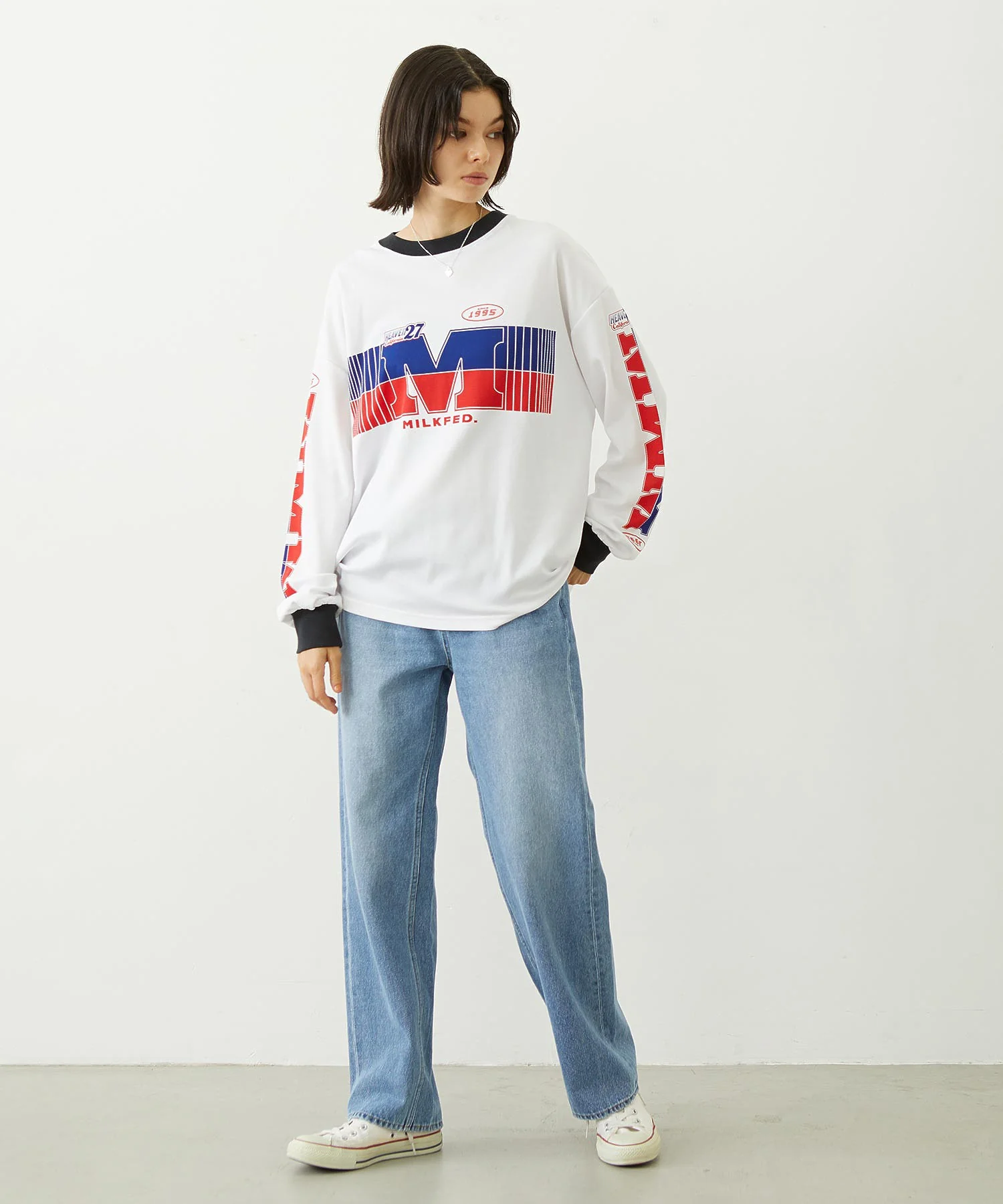 MILKFED. EMBROIDERED DENIM PANTS - Image 33